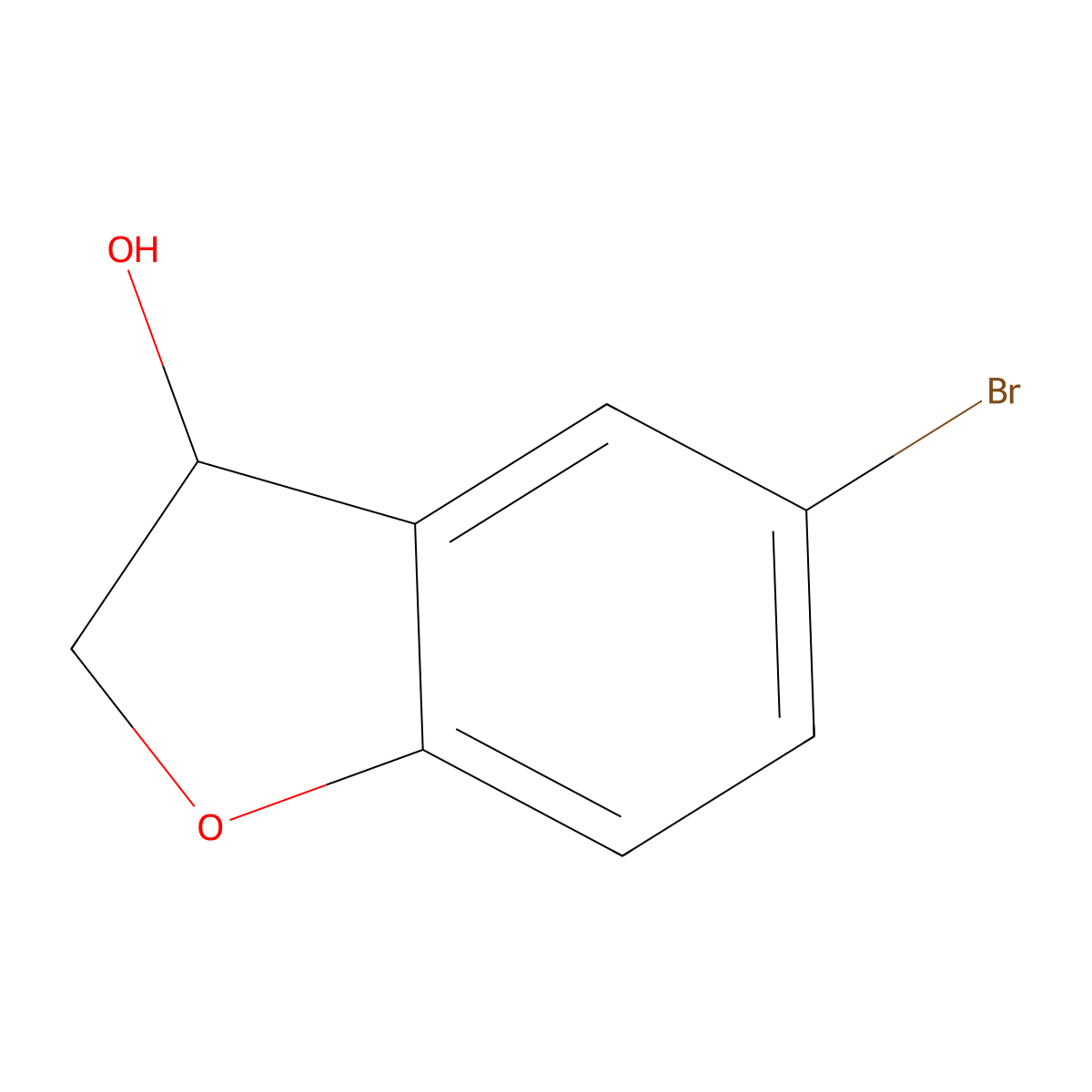 5-Bromo-2,3-dihydro-1-benzofuran-3-ol molecular structure, CAS 5590-43-2