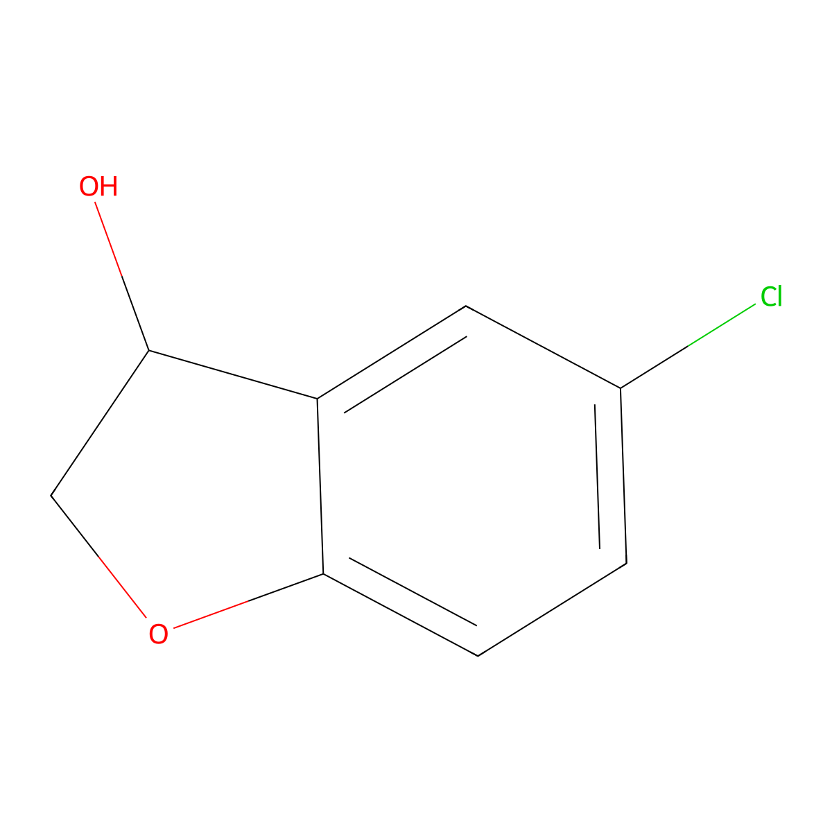 5-Chloro-2,3-dihydro-1-benzofuran-3-ol molecular structure, CAS 5590-44-3