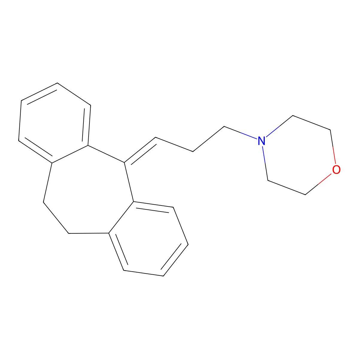5H-Dibenzo(a,d)cycloheptene, 10,11-dihydro-5-(3-morpholinopropylidene)- molecular structure, CAS 5590-86-3