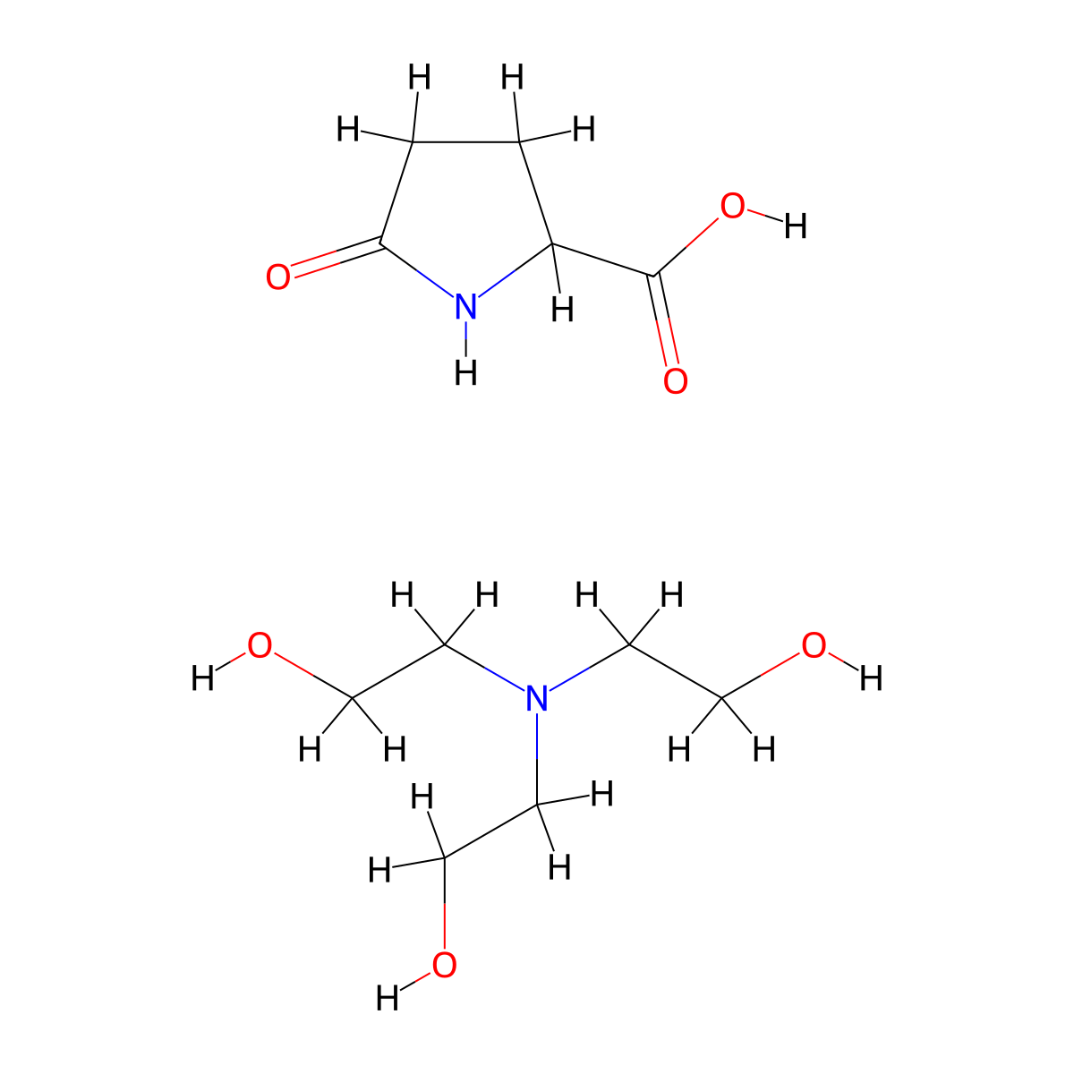 DL-Proline, 5-oxo-, compd. with 2,2',2''-nitrilotris(ethanol) (1:1) molecular structure, CAS 55901-20-7
