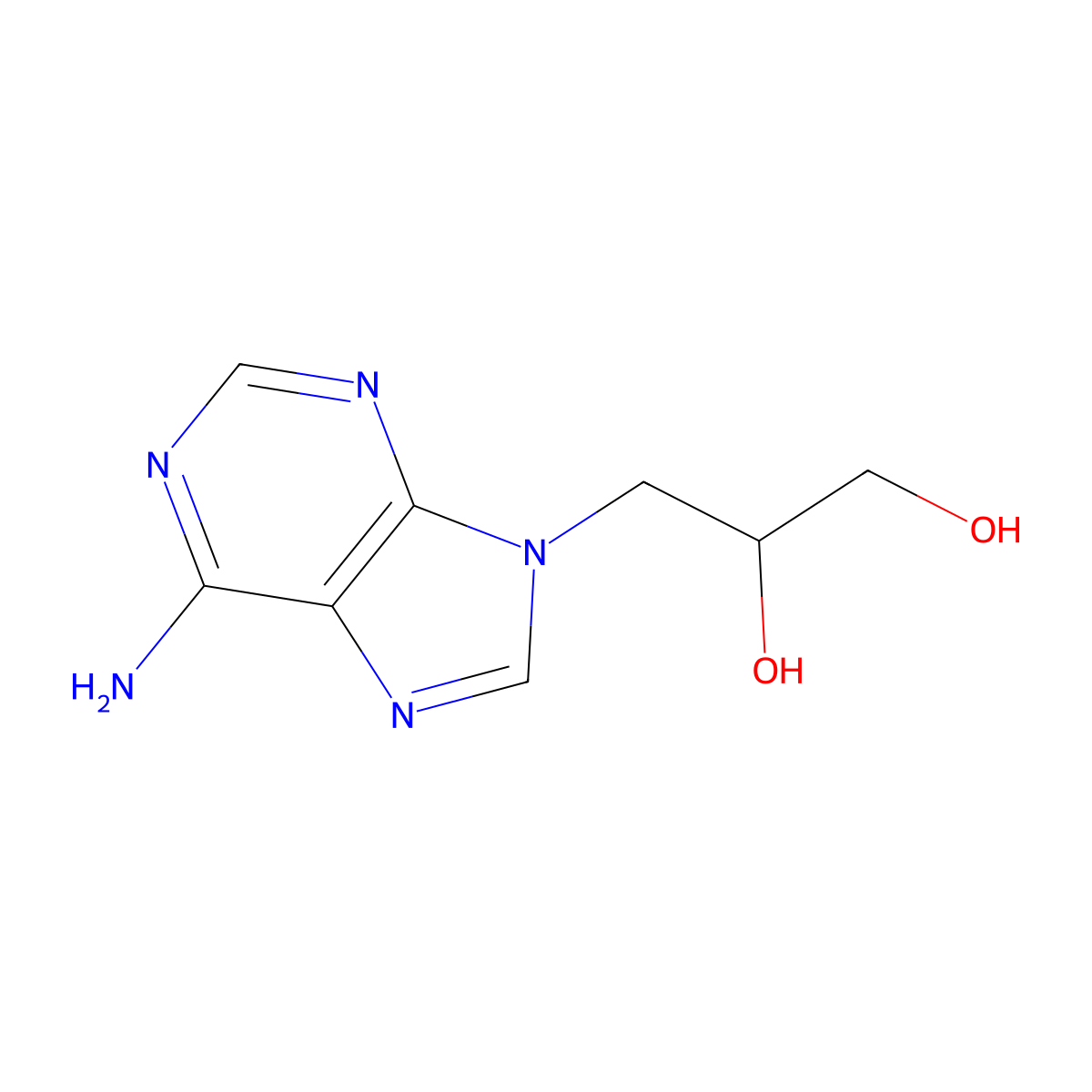 3-(6-Amino-9H-purin-9-yl)-1,2-propanediol molecular structure, CAS 55904-02-4