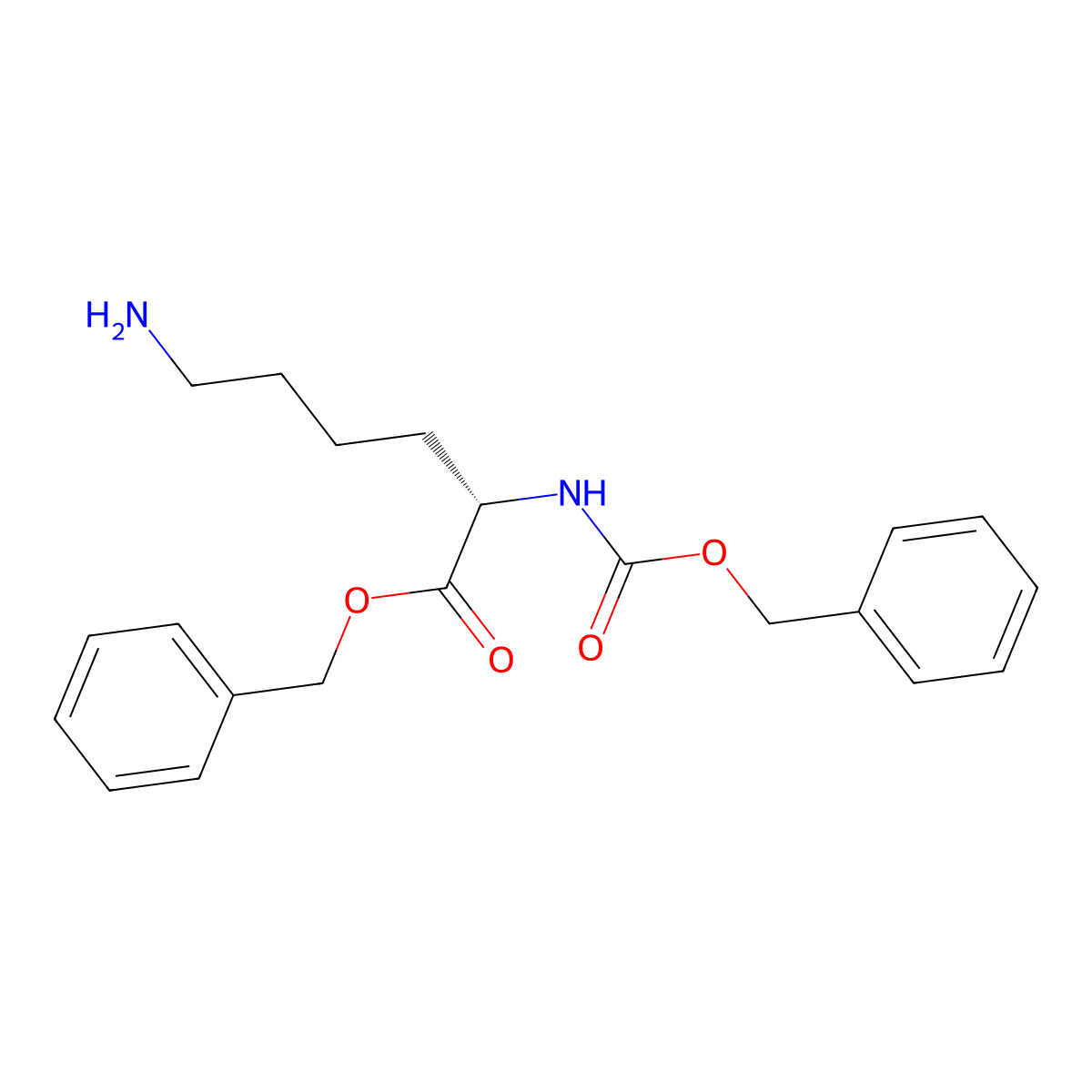 N2-((Phenylmethoxy)carbonyl)-L-lysine phenylmethyl ester molecular structure, CAS 5591-94-6