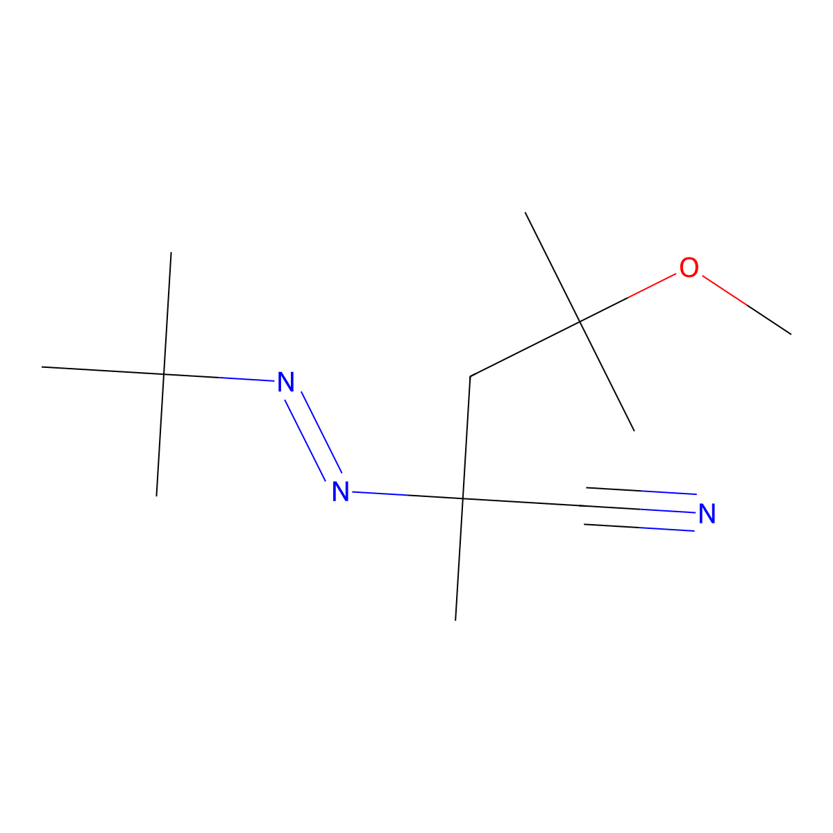 Pentanenitrile, 2-[2-(1,1-dimethylethyl)diazenyl]-4-methoxy-2,4-dimethyl- molecular structure, CAS 55912-17-9