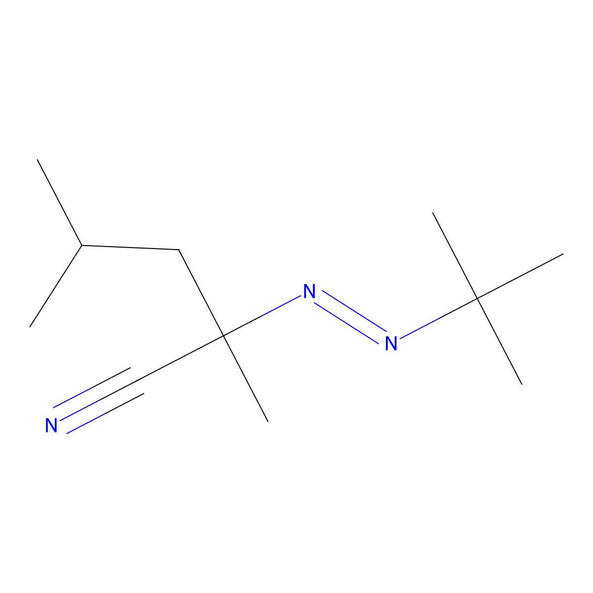 Pentanenitrile, 2-[2-(1,1-dimethylethyl)diazenyl]-2,4-dimethyl- molecular structure, CAS 55912-18-0