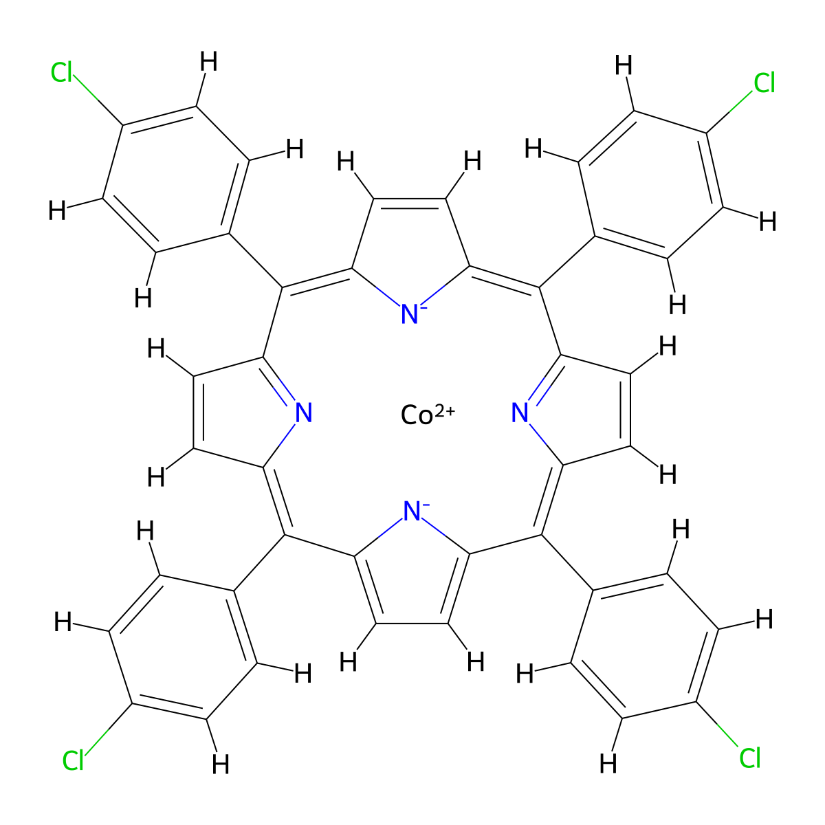 5,10,15,20-Tetrakis(p-chlorophenyl)porphyrinato cobalt(II) molecular structure, CAS 55915-17-8
