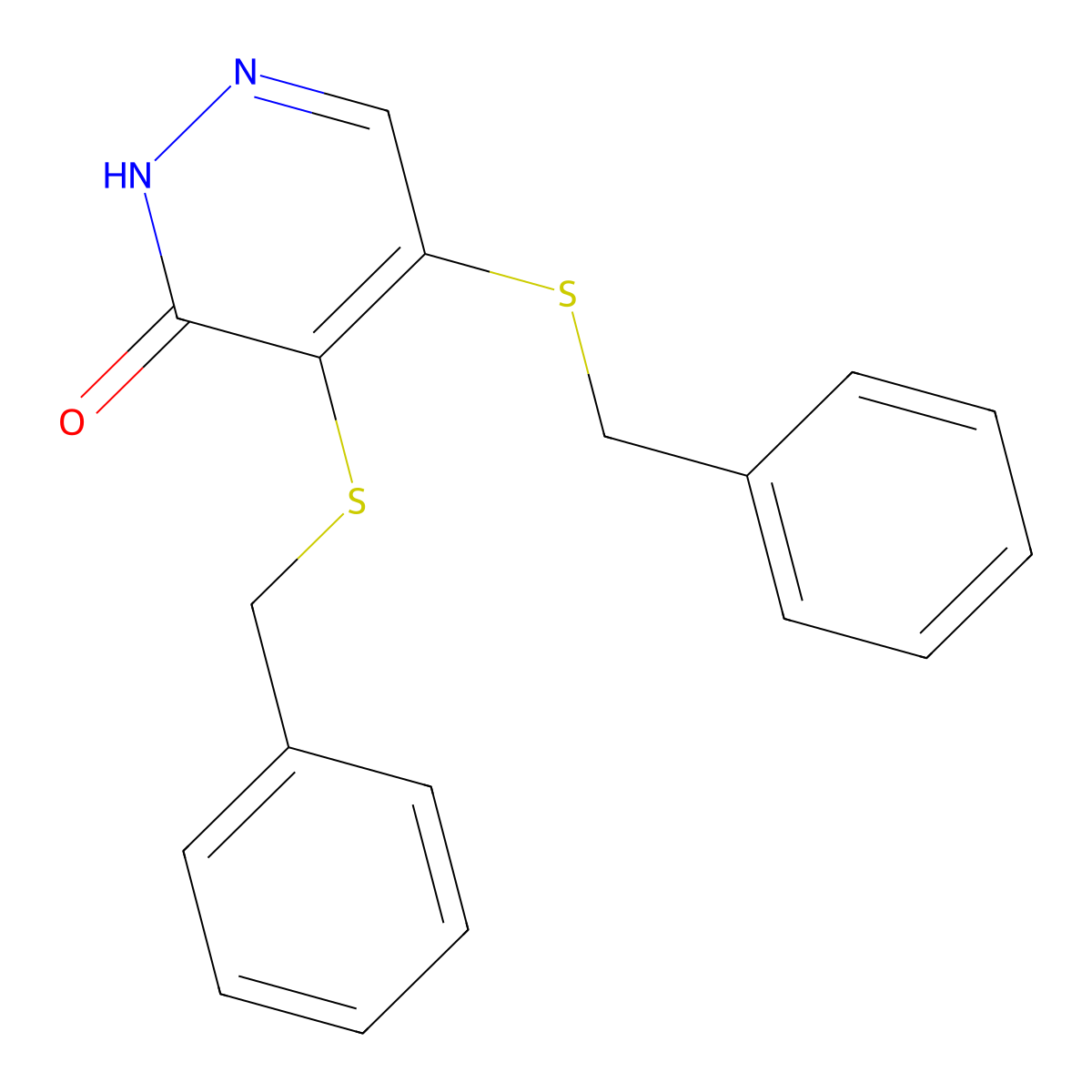 4,5-bis(benzylsulfanyl)-1H-pyridazin-6-one molecular structure, CAS 5592-55-2