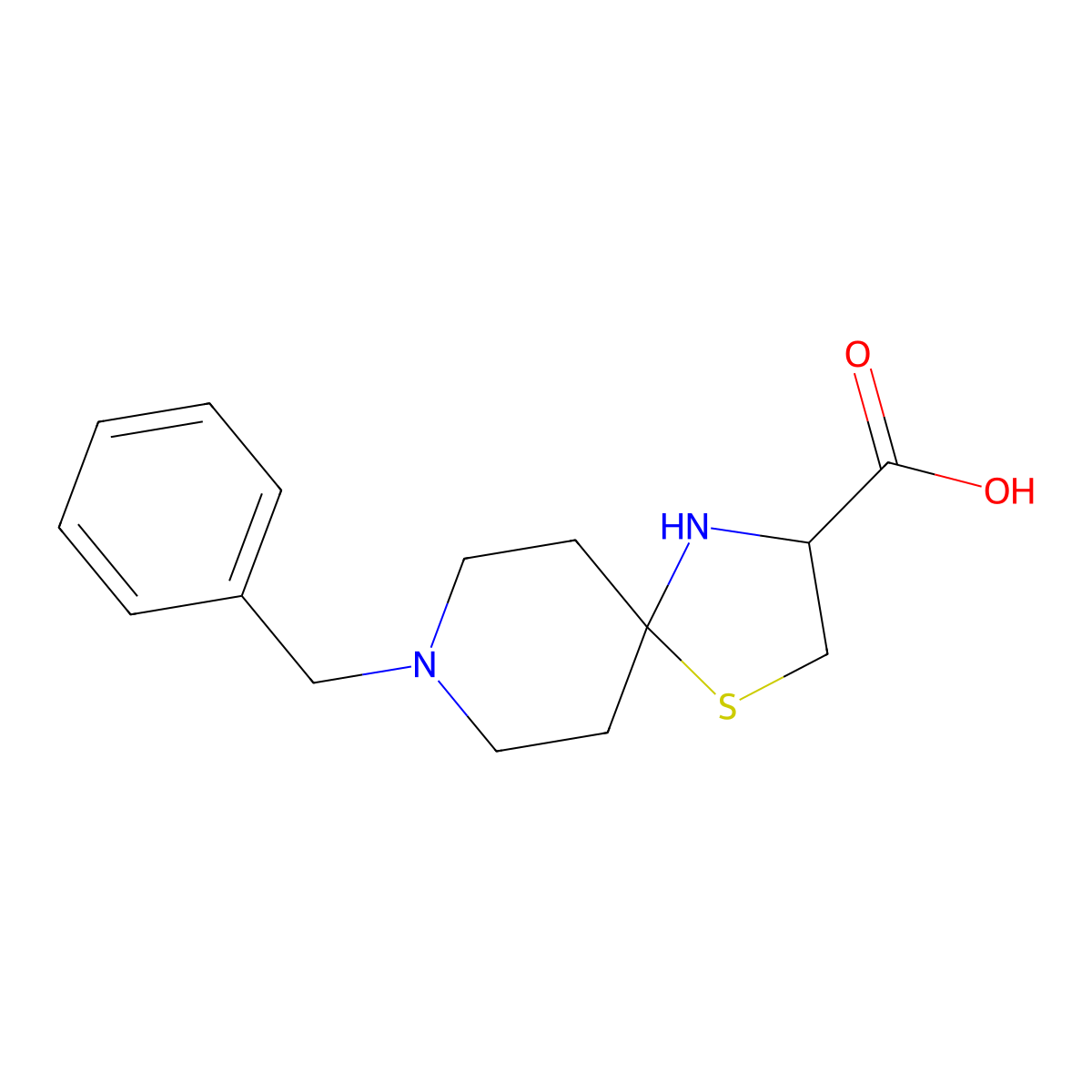 8-Benzyl-1-thia-4,8-diazaspiro[4.5]decane-3-carboxylic acid molecular structure, CAS 55944-38-2