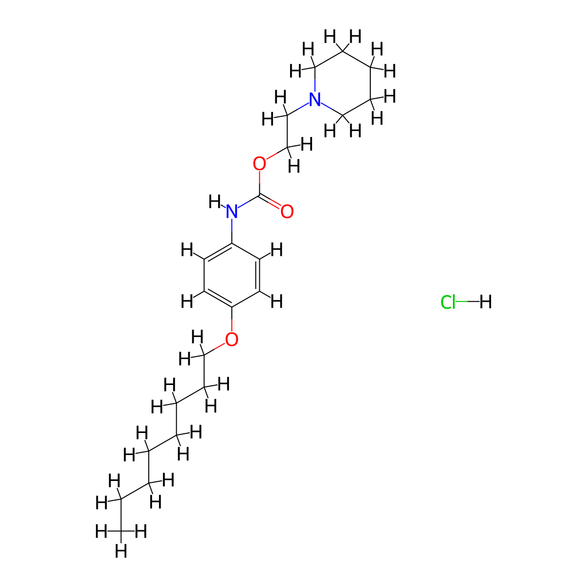 Carbamic acid, (4-(octyloxy)phenyl)-, 2-(1-piperidinyl)ethyl ester, monohydrochloride molecular structure, CAS 55948-94-2