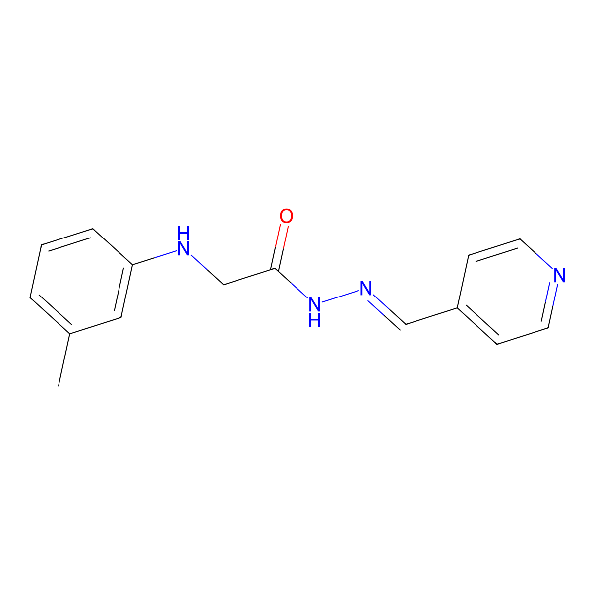 2-(3-methylanilino)-N-(pyridin-4-ylmethylideneamino)acetamide molecular structure, CAS 5595-17-5