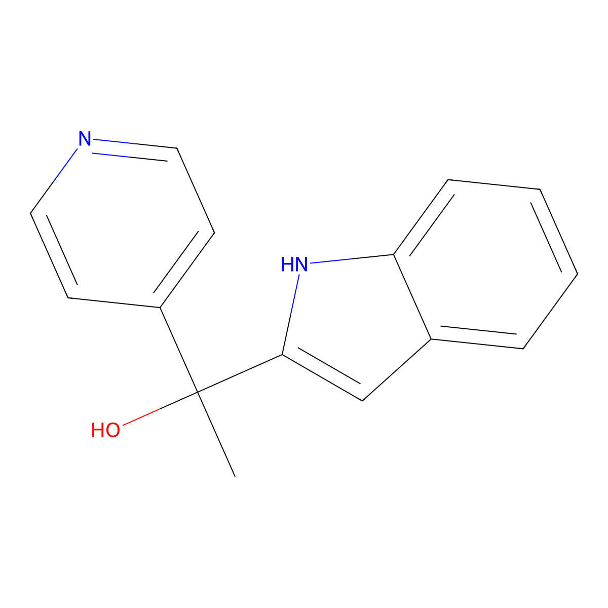 1-(1H-indol-2-yl)-1-pyridin-4-ylethanol molecular structure, CAS 55950-05-5