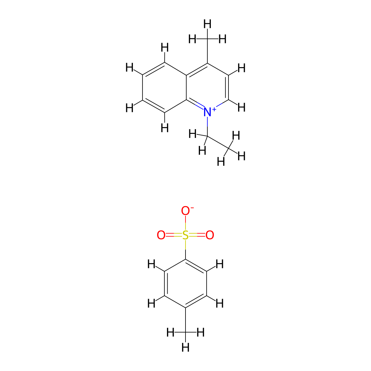 Quinolinium, 1-ethyl-4-methyl-, 4-methylbenzenesulfonate (1:1) molecular structure, CAS 55952-56-2