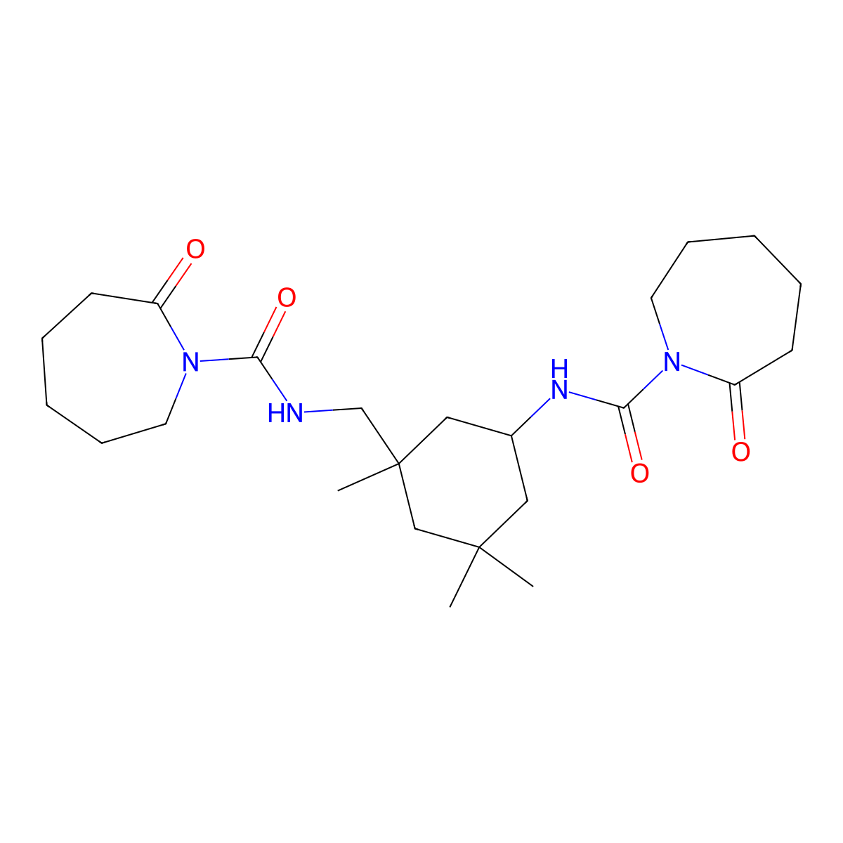 N-(3-(((((Hexahydro-2-oxo-1H-azepin)-1-yl)carbonyl)amino)methyl)-3,5,5-trimethylcyclohexyl)hexahydro-2-oxo-1H-azepine-1-carboxamide molecular structure, CAS 55954-19-3
