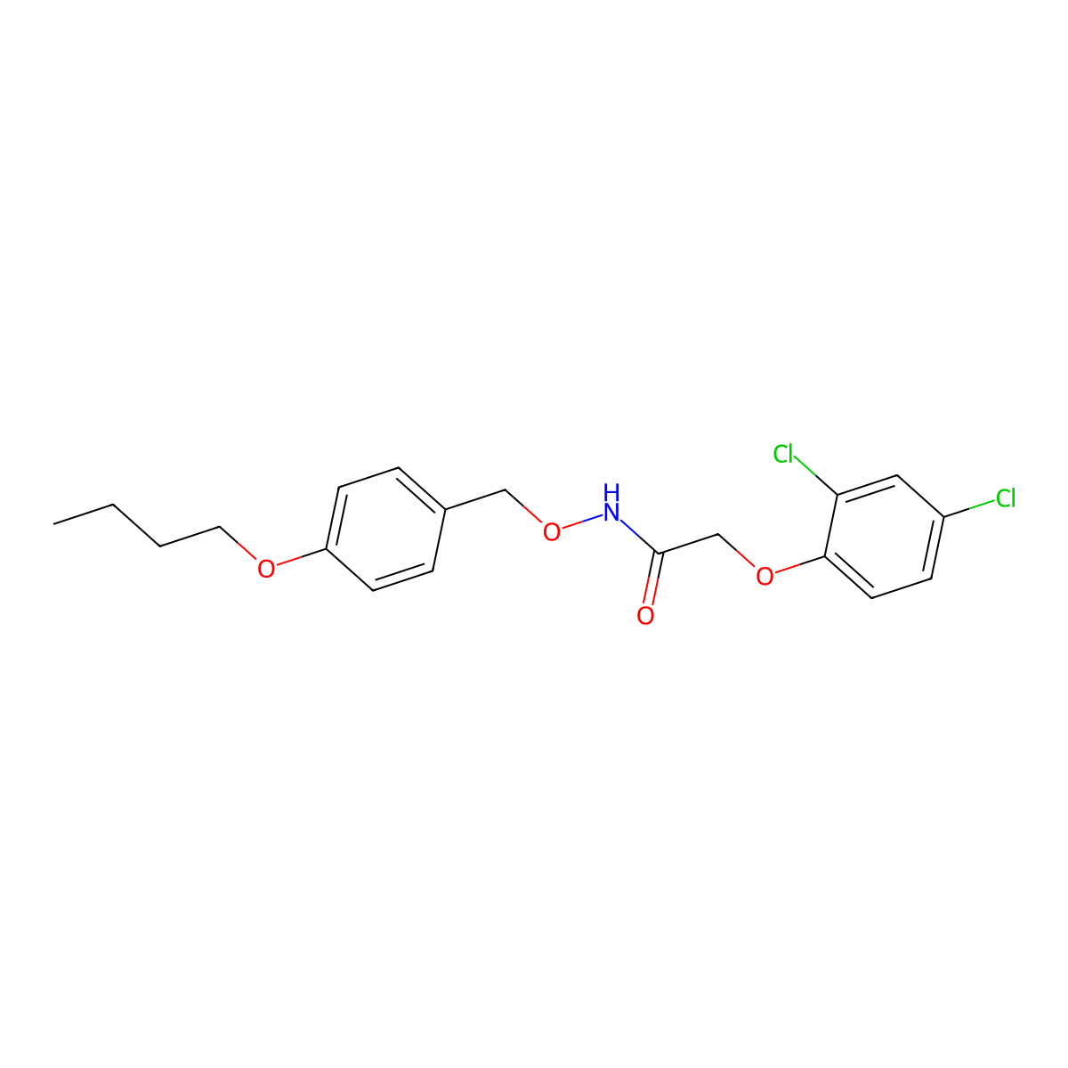 N-[(4-butoxyphenyl)methoxy]-2-(2,4-dichlorophenoxy)acetamide molecular structure, CAS 55959-91-6
