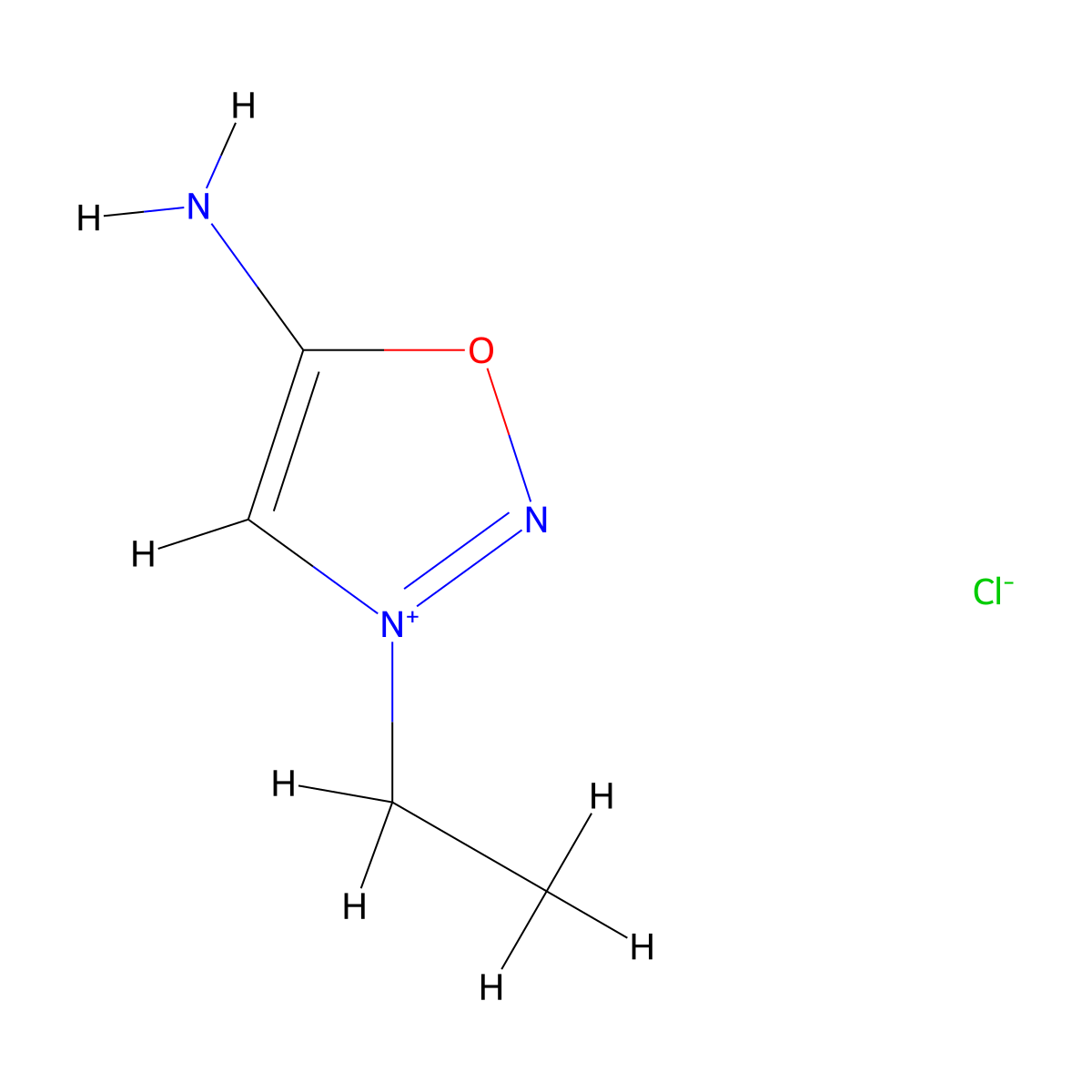 Sydnone imine, 3-ethyl-, monohydrochloride molecular structure, CAS 5596-04-3