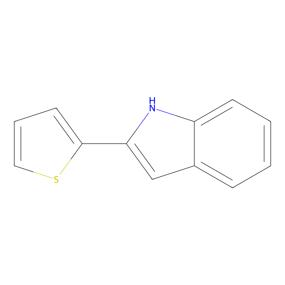 2-(thiophen-2-yl)-1H-indole molecular structure, CAS 55968-16-6