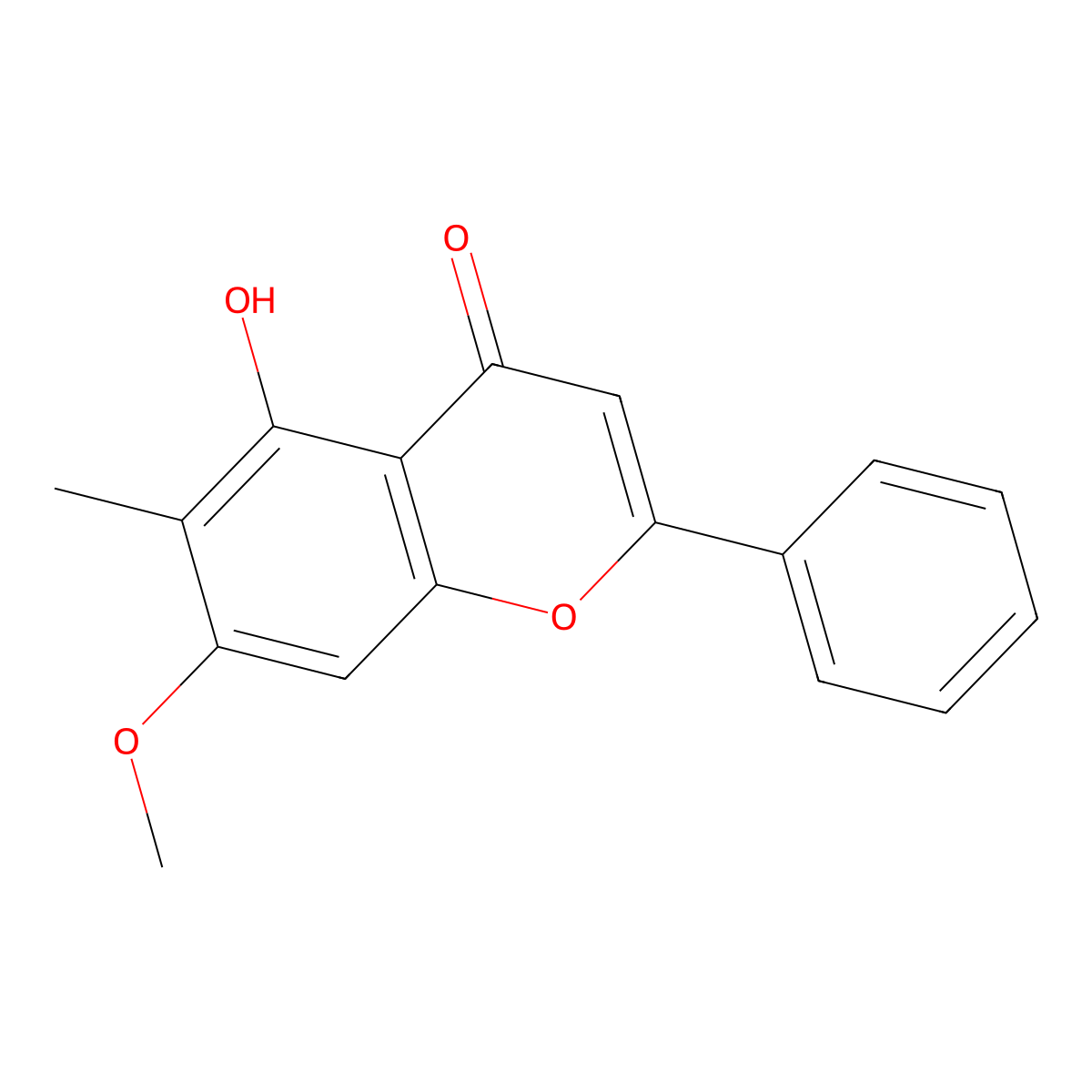 5-Hydroxy-7-methoxy-6-methyl-2-phenyl-4H-1-benzopyran-4-one molecular structure, CAS 55969-57-8