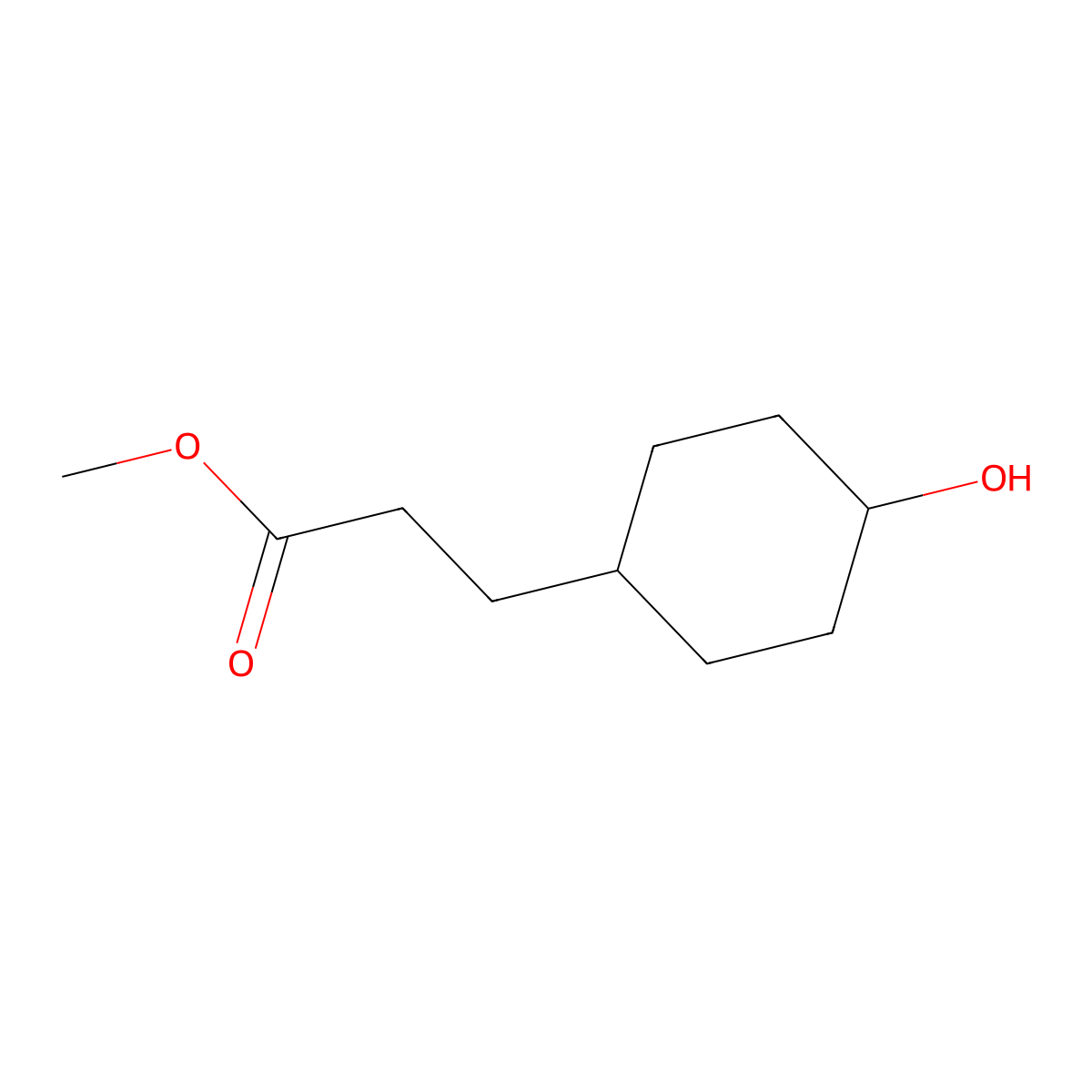 Methyl 4-hydroxycyclohexanepropanoate molecular structure, CAS 5597-51-3