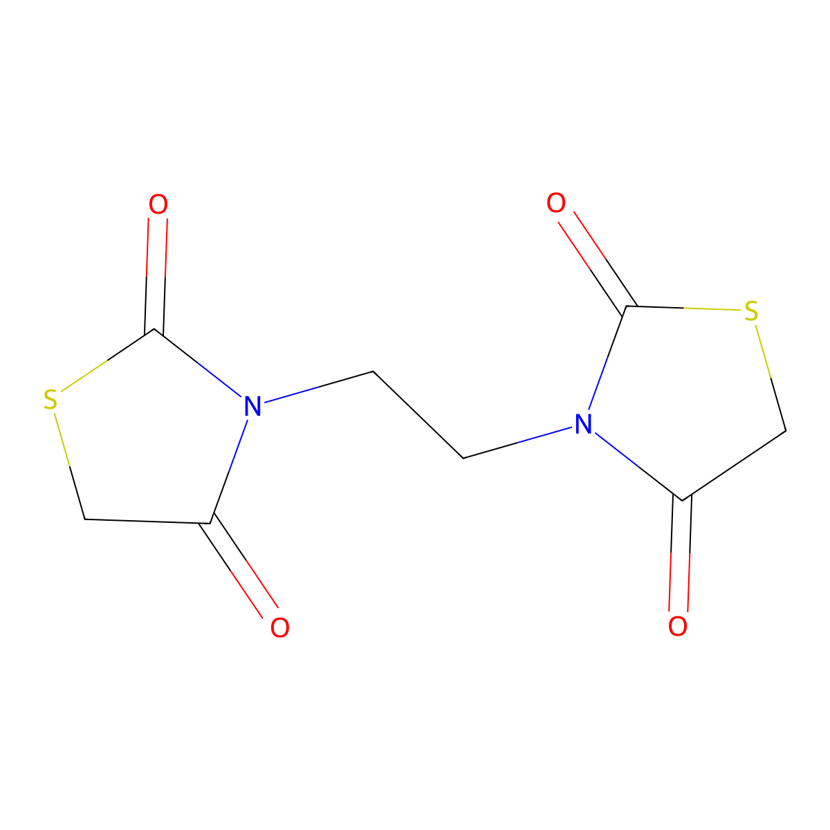 3-[2-(2,4-Dioxo-1,3-thiazolidin-3-yl)ethyl]-1,3-thiazolidine-2,4-dione molecular structure, CAS 55970-51-9
