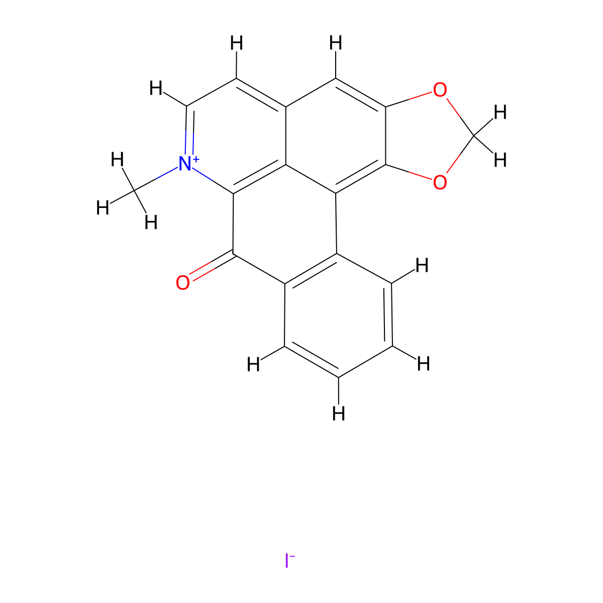 Liriodenine methiodide molecular structure, CAS 55974-07-7