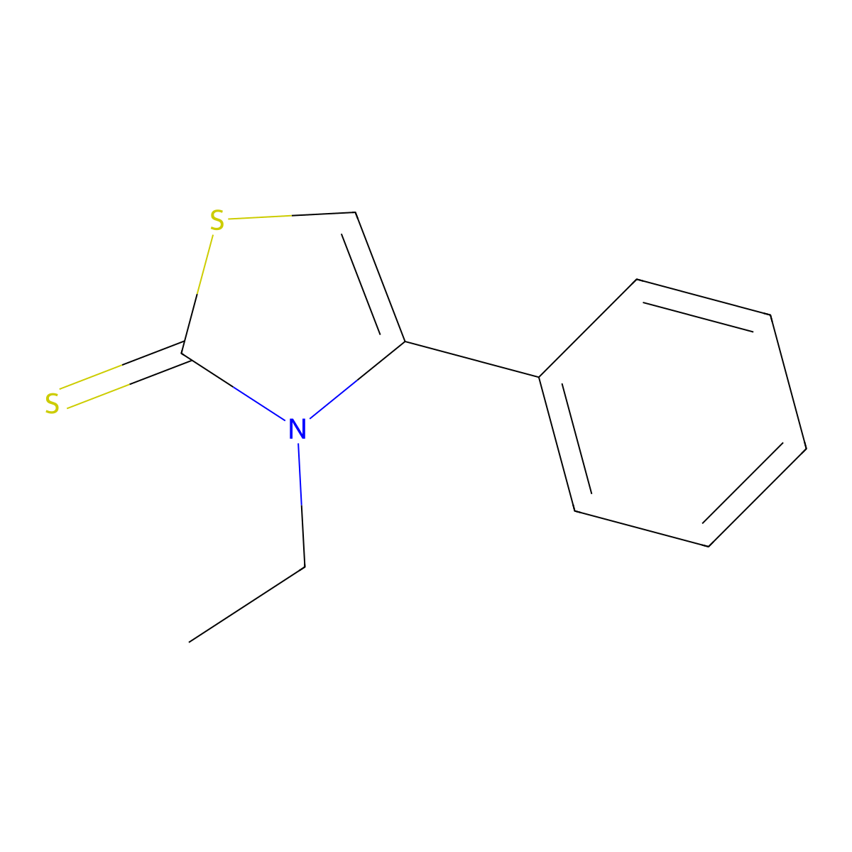 2(3H)-Thiazolethione, 3-ethyl-4-phenyl- molecular structure, CAS 55976-02-8
