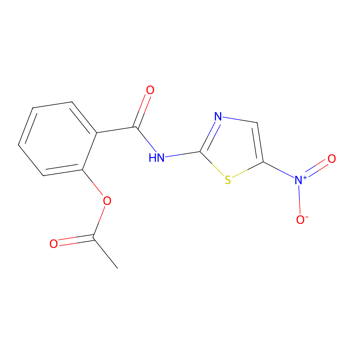 Nitazoxanide molecular structure, CAS 55981-09-4