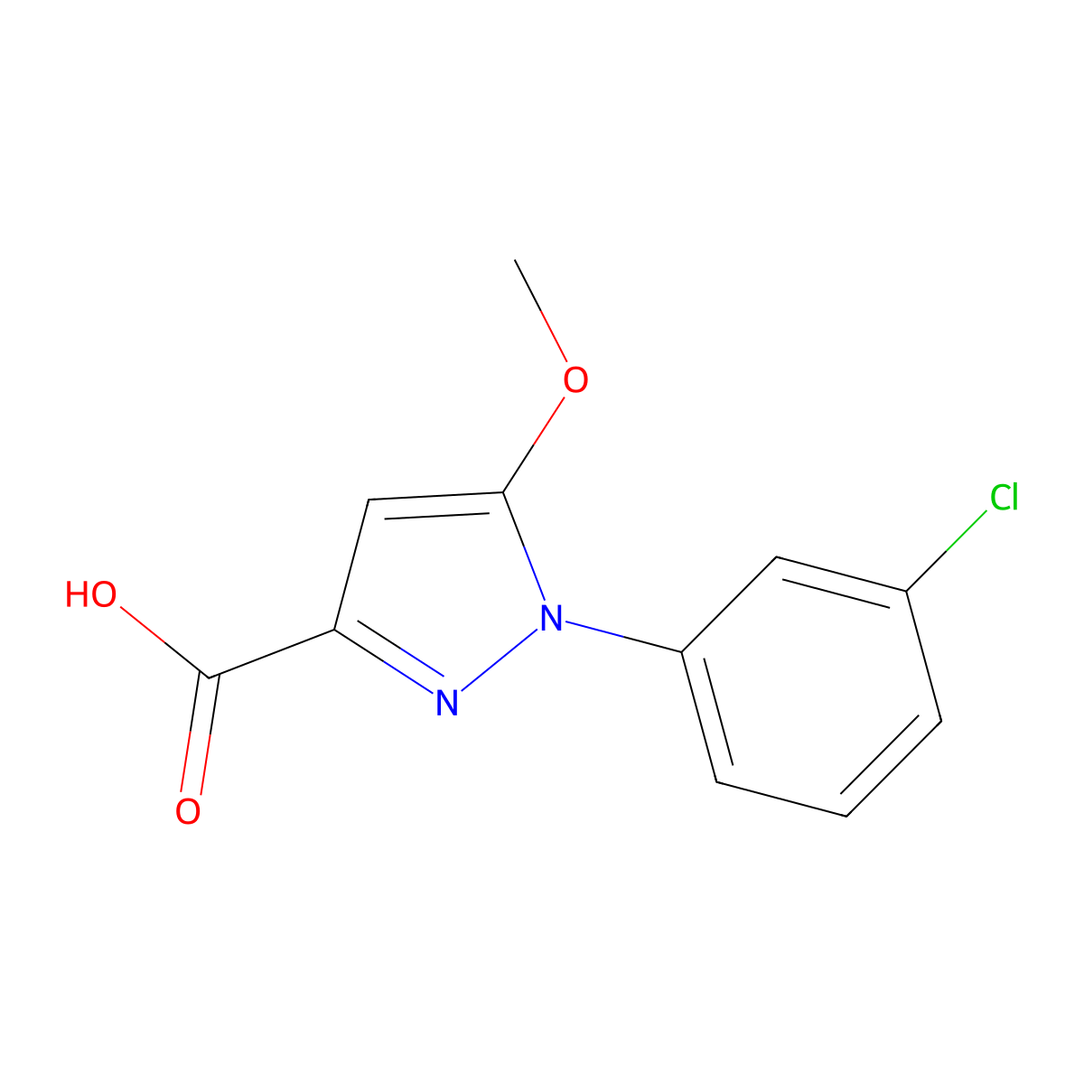 3-Carboxy-1-(3-chlorophenyl)-5-methoxypyrazole molecular structure, CAS 55983-75-0