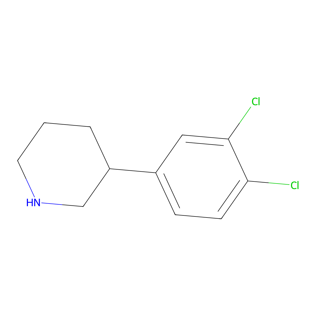 3-(3,4-Dichlorophenyl)piperidine molecular structure, CAS 55989-10-1