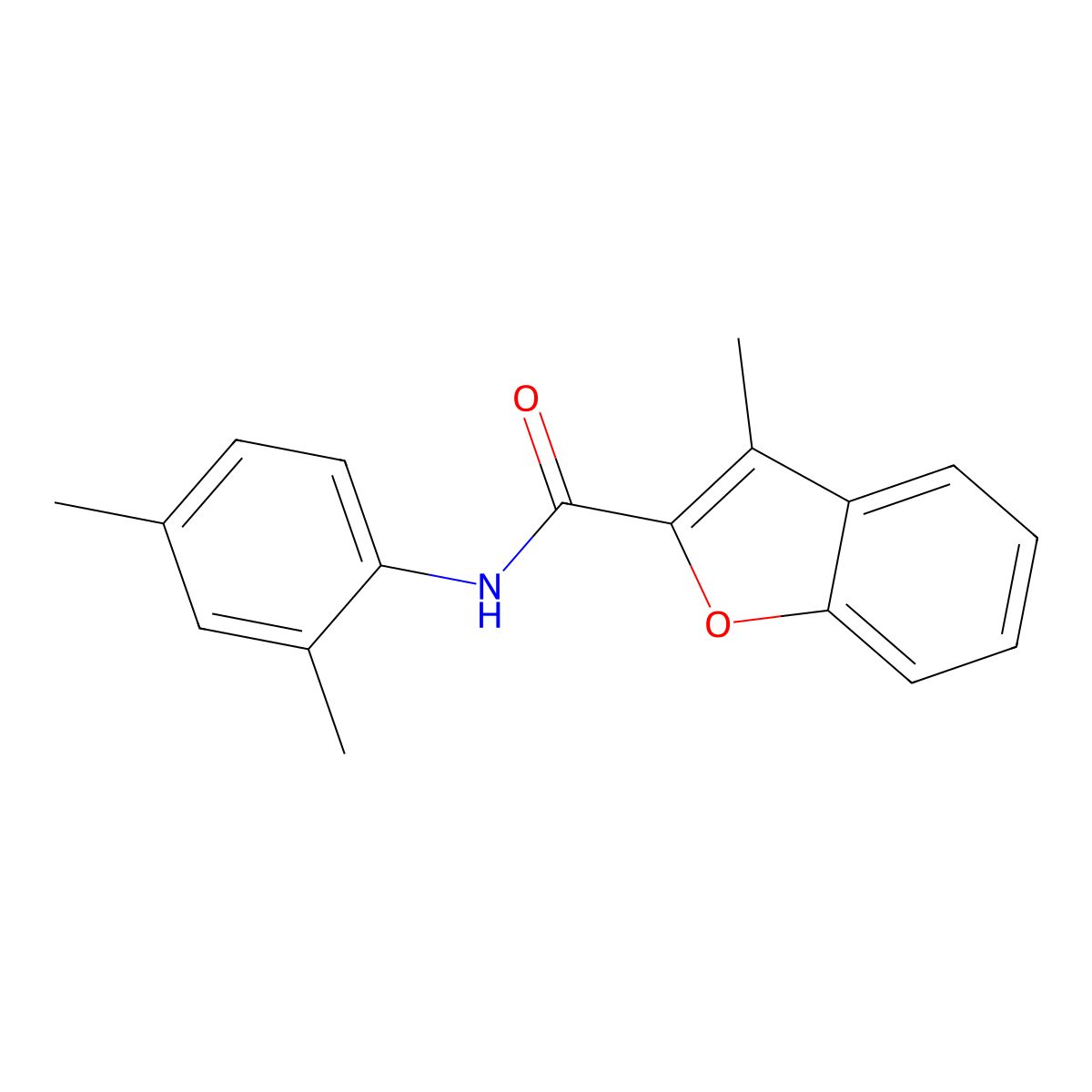 N-(2,4-dimethylphenyl)-3-methyl-1-benzofuran-2-carboxamide molecular structure, CAS 55990-33-5