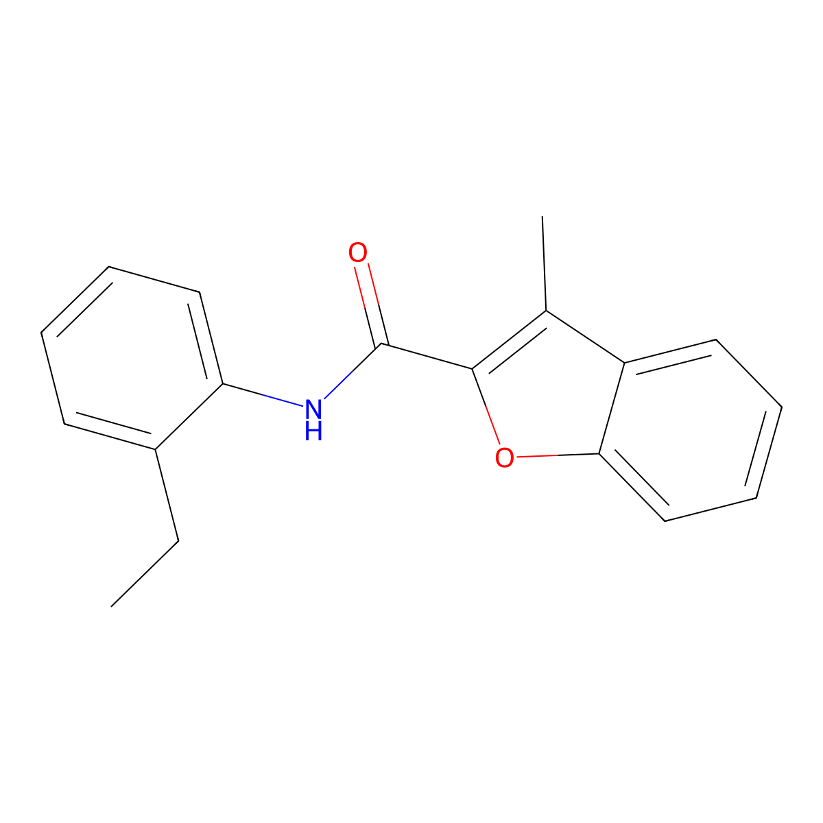 N-(2-ethylphenyl)-3-methyl-1-benzofuran-2-carboxamide molecular structure, CAS 55990-35-7