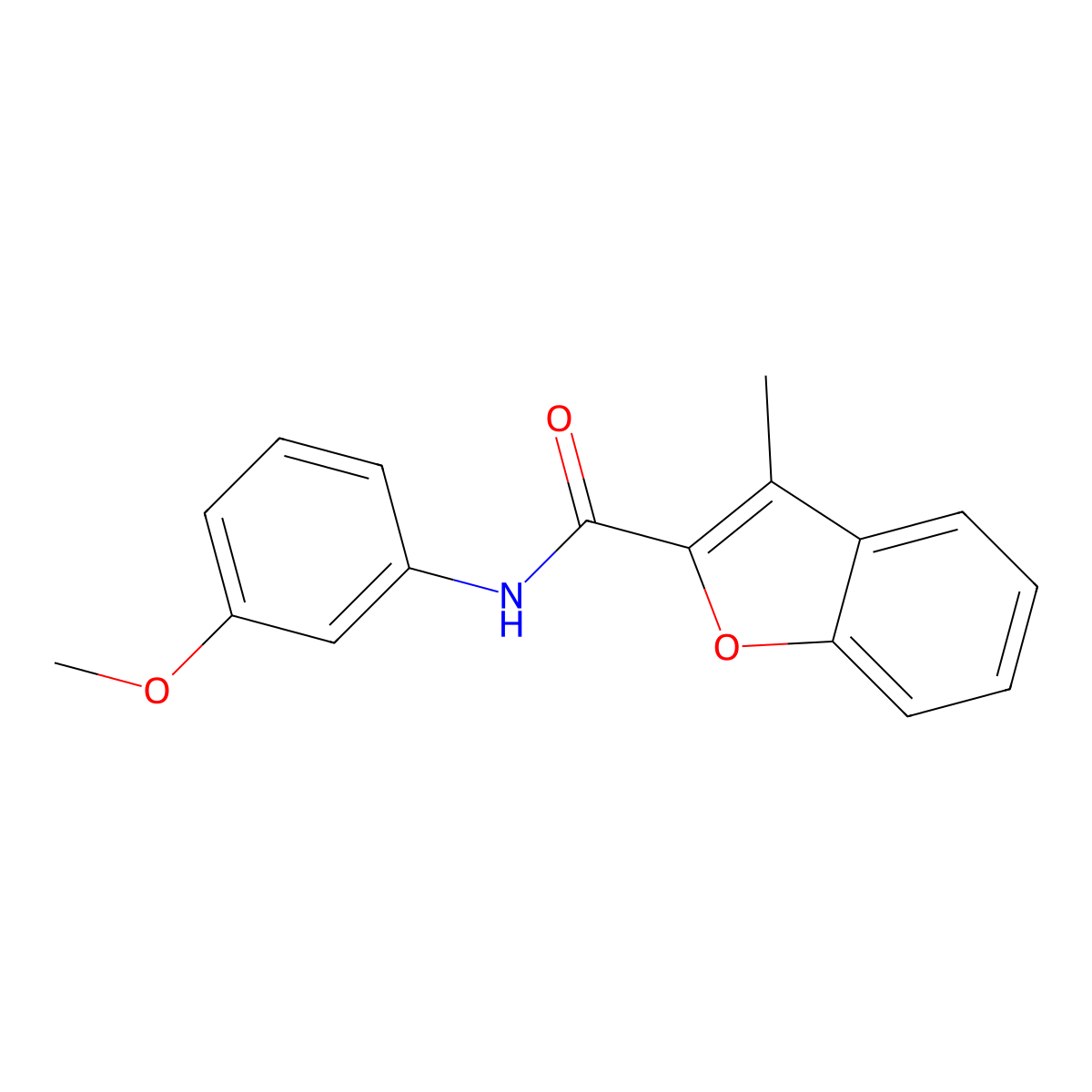 N-(3-methoxyphenyl)-3-methyl-1-benzofuran-2-carboxamide molecular structure, CAS 55990-36-8