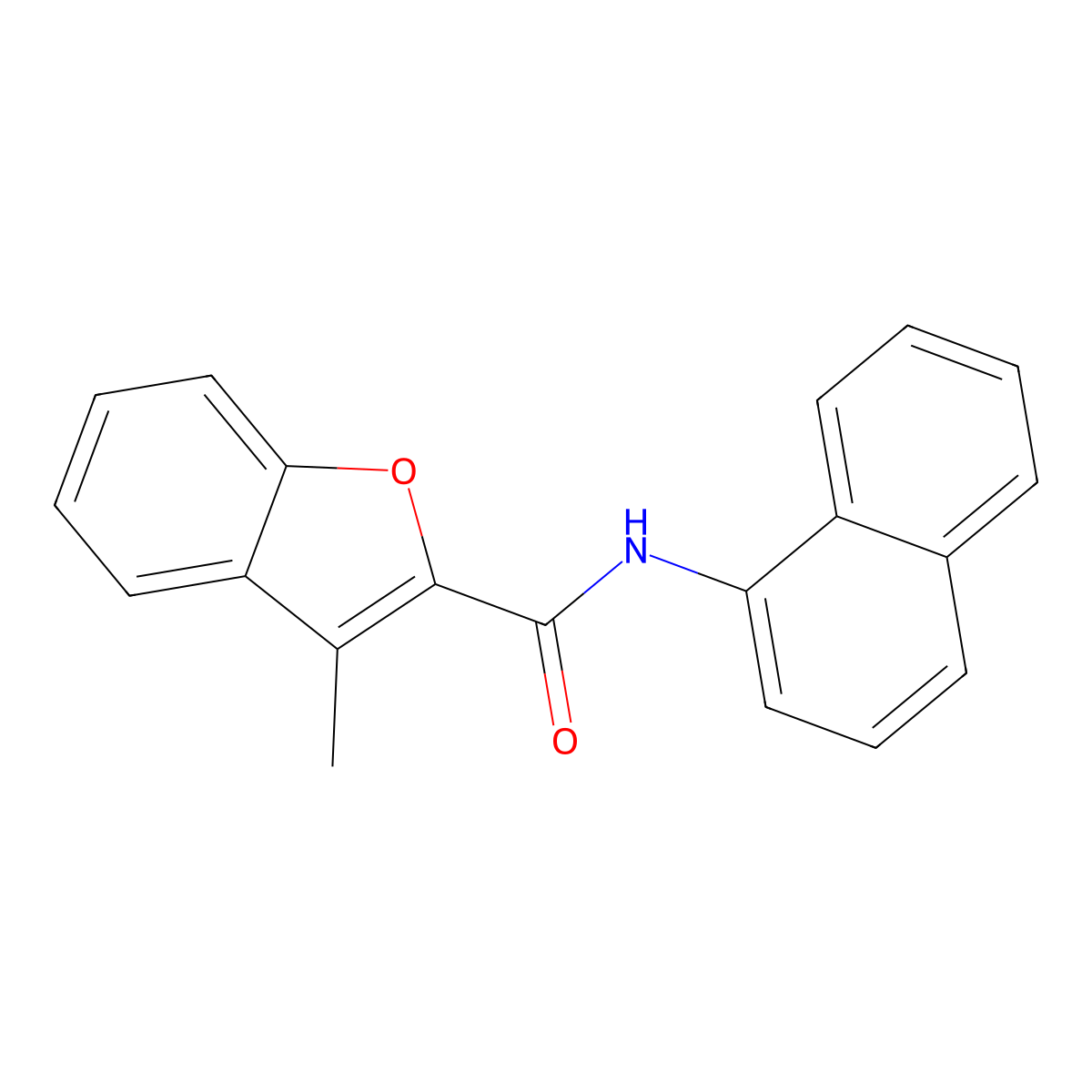 3-methyl-N-(naphthalen-1-yl)-1-benzofuran-2-carboxamide molecular structure, CAS 55990-40-4