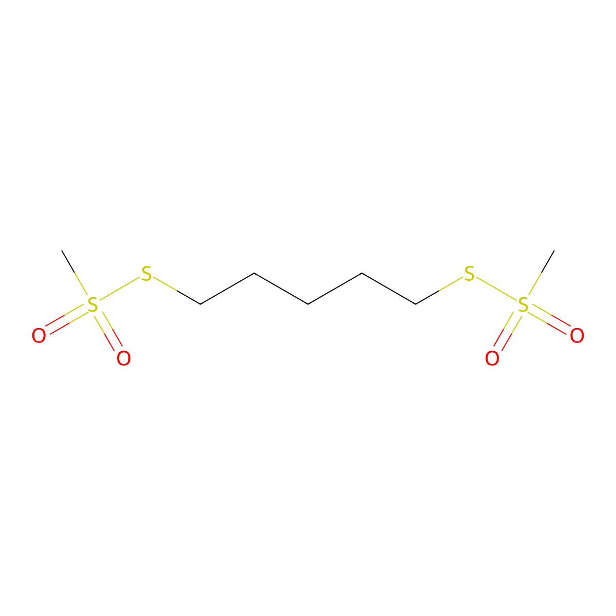 Pentamethylene bismethanethiosulfonate molecular structure, CAS 56-00-8