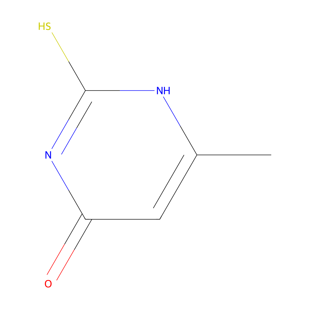 6-methyl-2-sulfanyl-1H-pyrimidin-4-one molecular structure, CAS 56-04-2