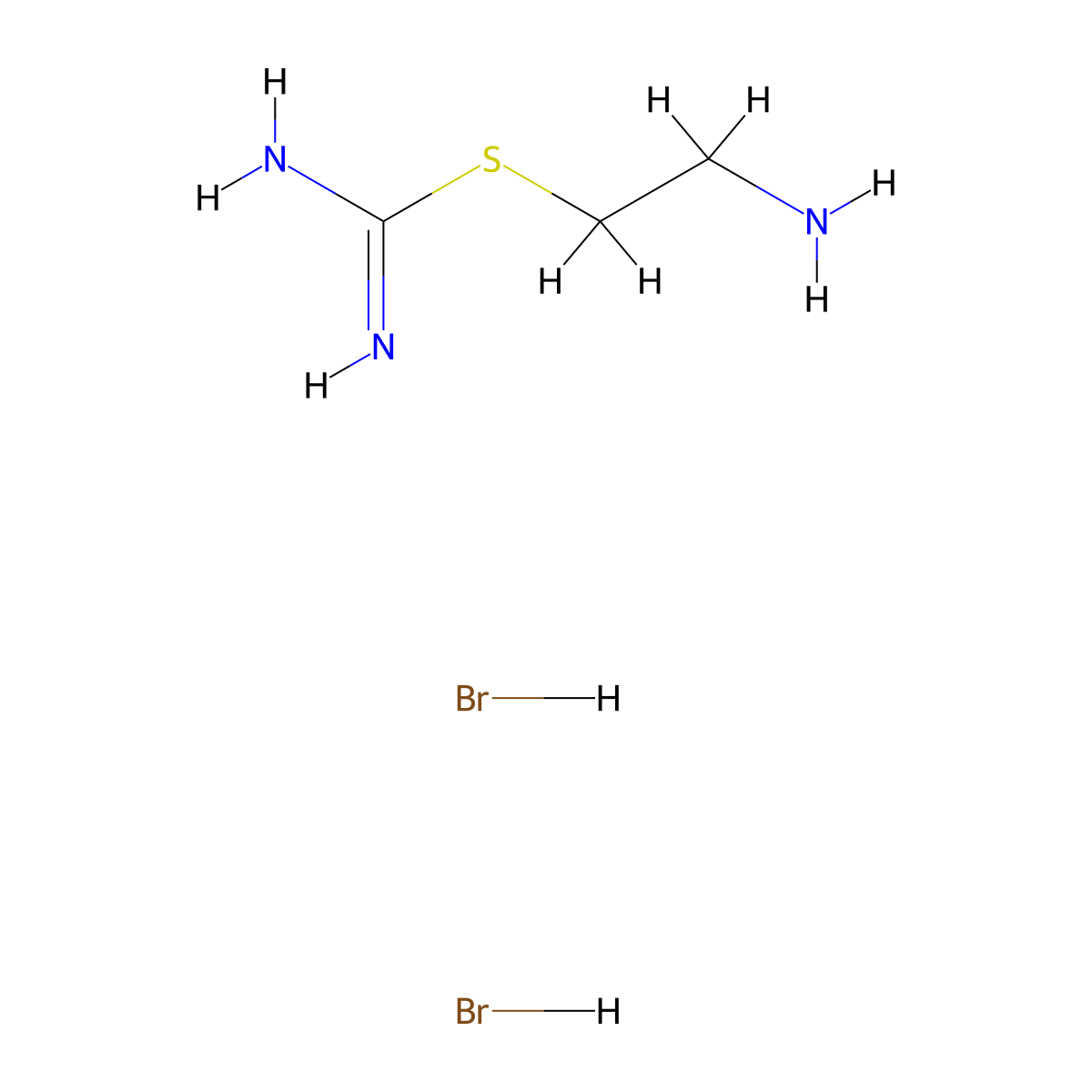 S-(2-Aminoethyl)isothiuronium bromide hydrobromide molecular structure, CAS 56-10-0
