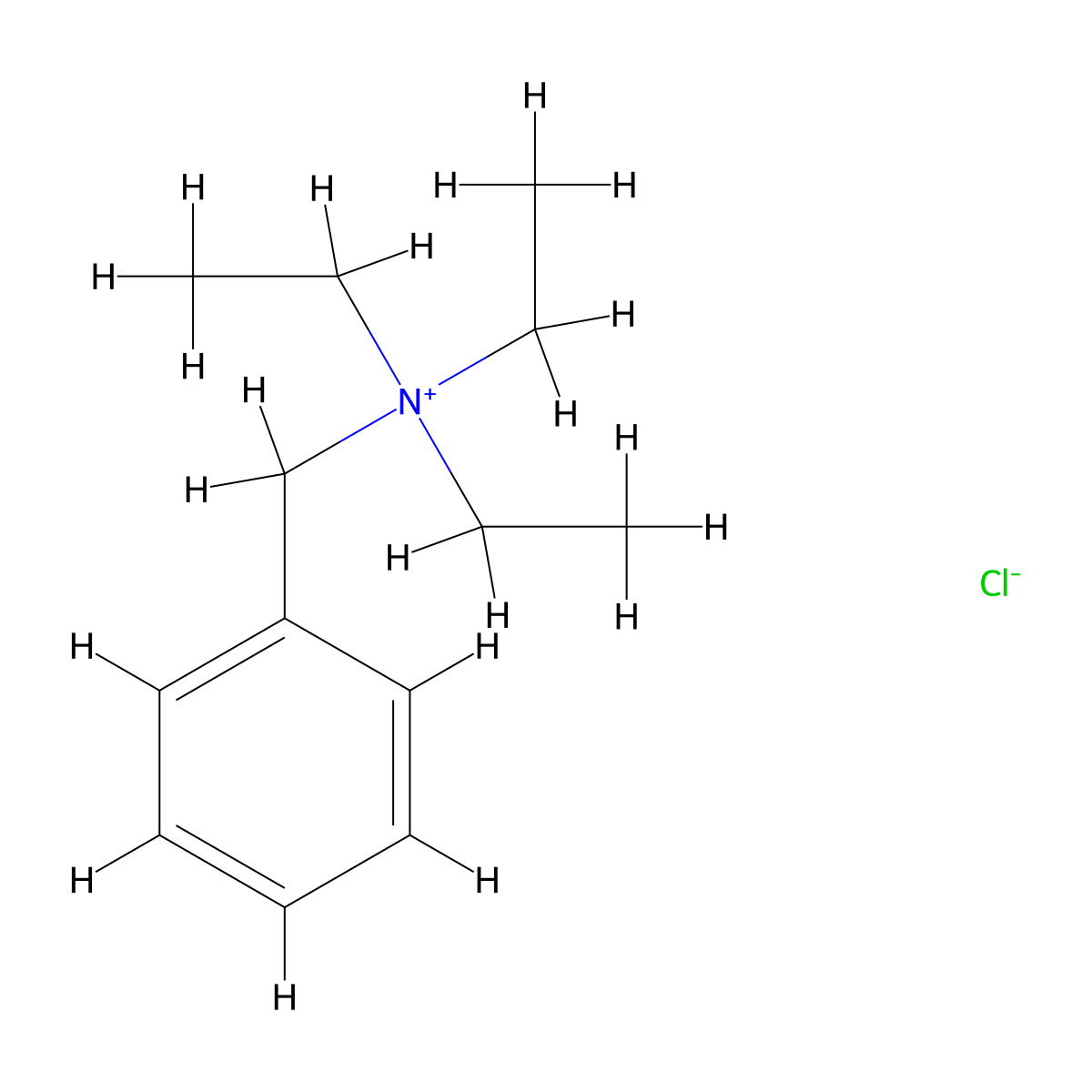 Benzyl triethylammonium chloride molecular structure, CAS 56-37-1