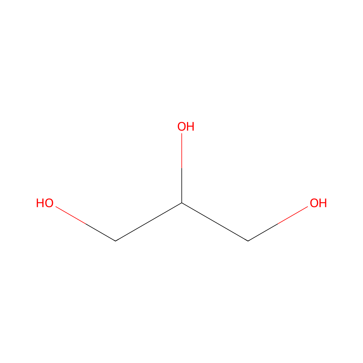 Glycerol molecular structure, CAS 56-81-5