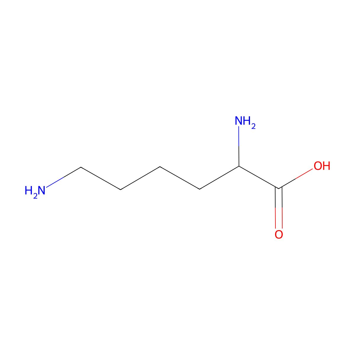 L-Lysine molecular structure, CAS 56-87-1