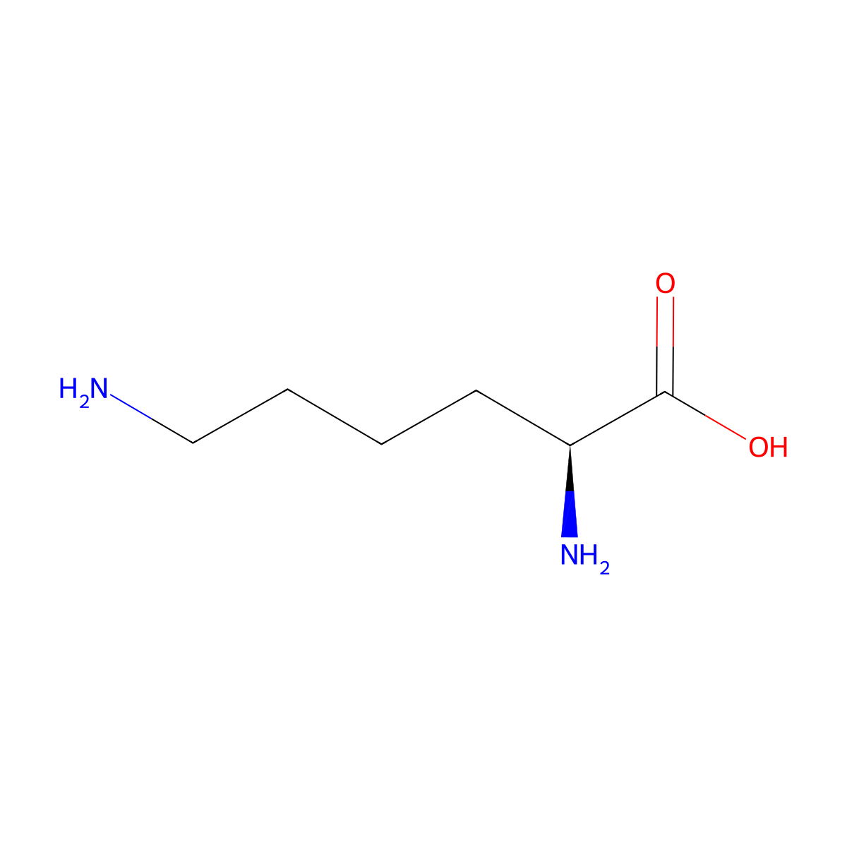 L-Lysine molecular structure, CAS 56-87-1
