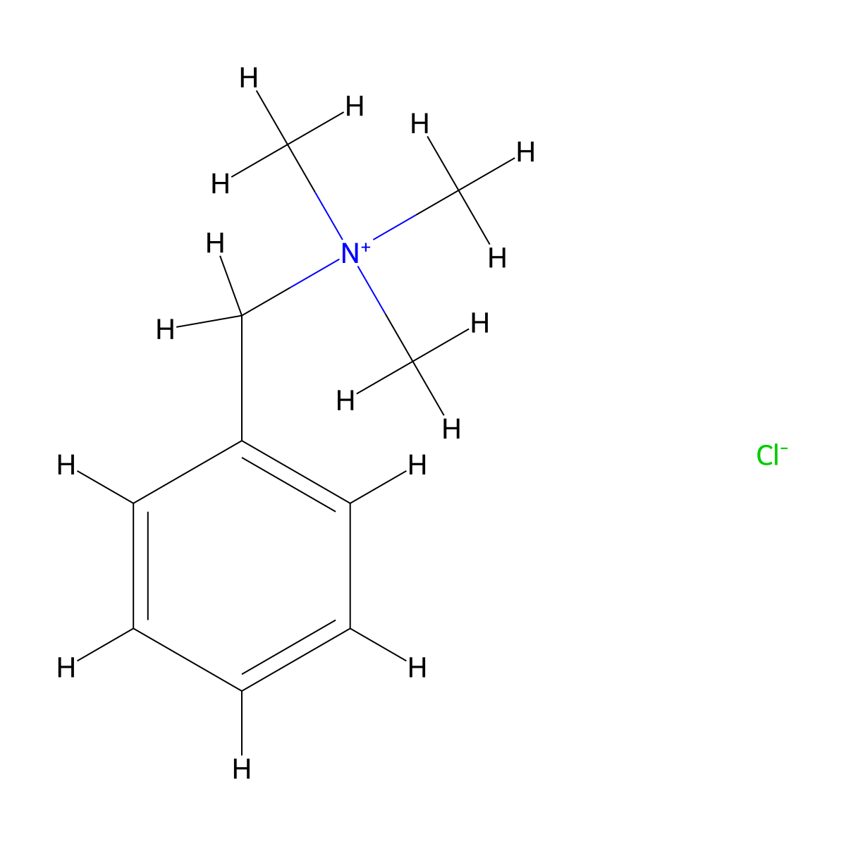 Benzyltrimethylammonium chloride molecular structure, CAS 56-93-9
