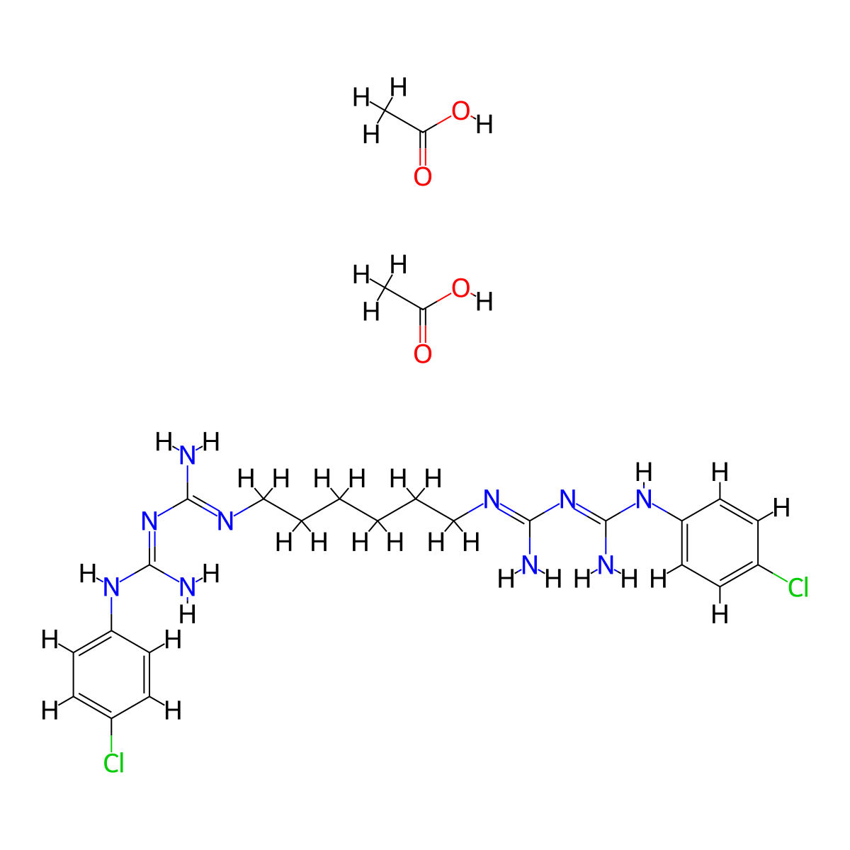Chlorhexidine Acetate molecular structure, CAS 56-95-1
