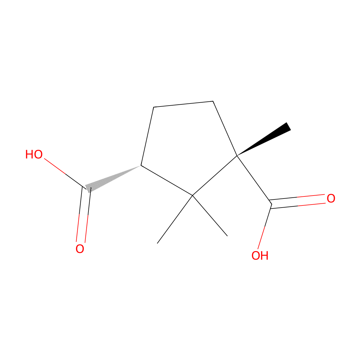 Camphoric acid, (-)- molecular structure, CAS 560-09-8