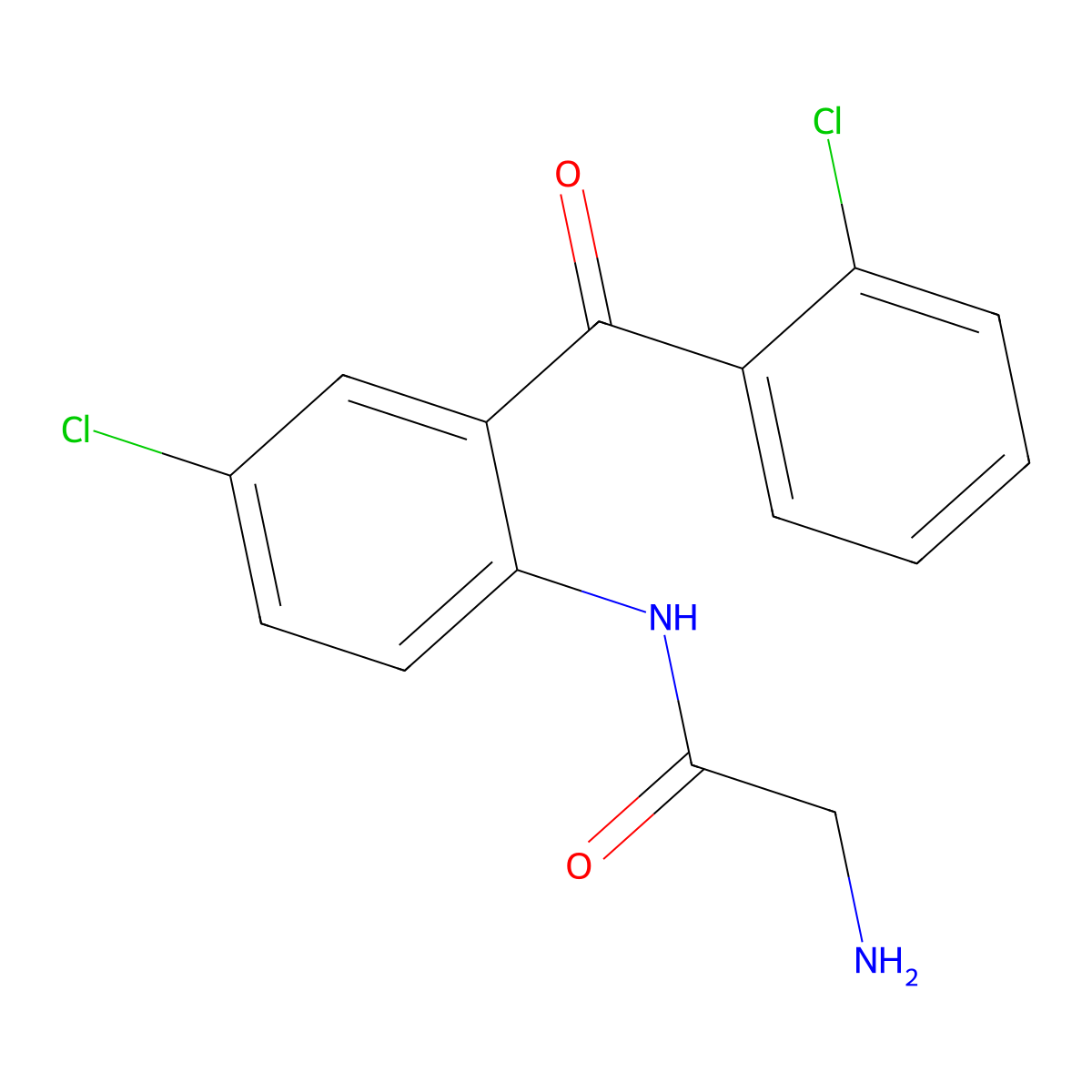 2-amino-N-[4-chloro-2-(2-chlorobenzoyl)phenyl]acetamide molecular structure, CAS 5600-85-1