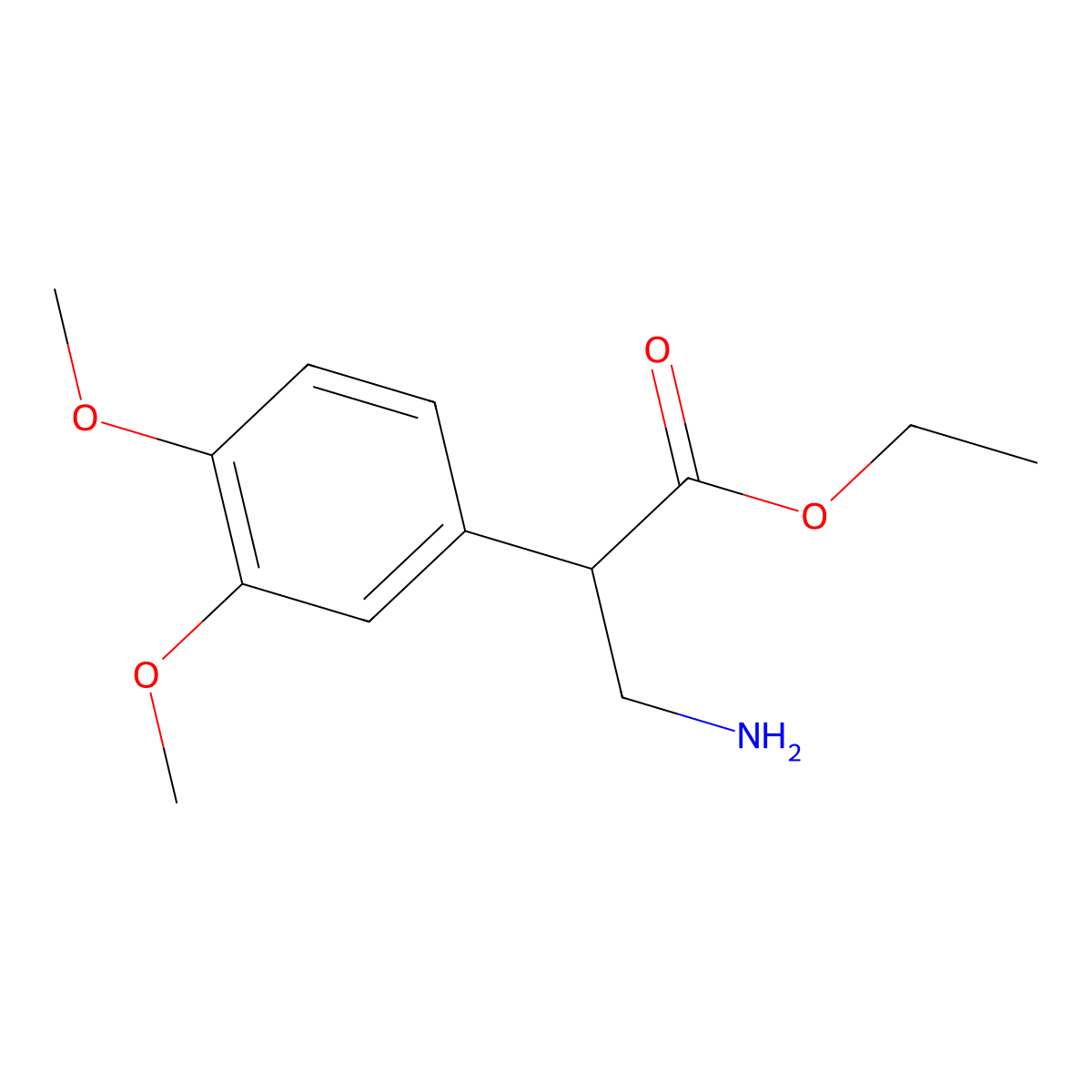 Ethyl 3-amino-2-(3,4-dimethoxyphenyl)propanoate molecular structure, CAS 56003-06-6