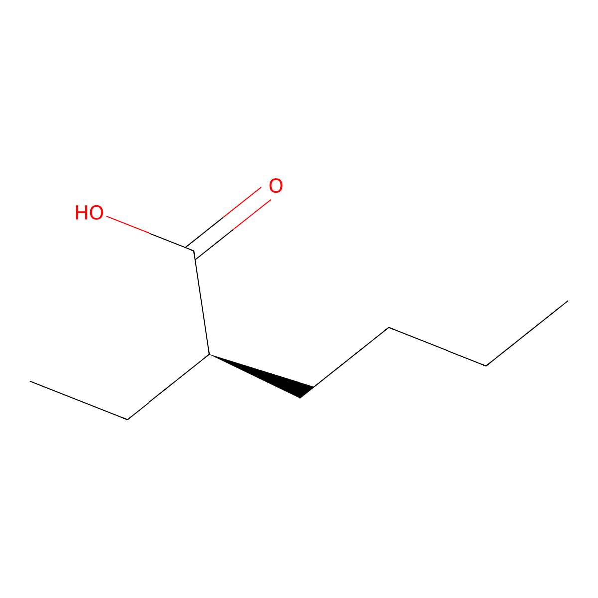 (-)-2-Ethylhexanoic acid molecular structure, CAS 56006-48-5
