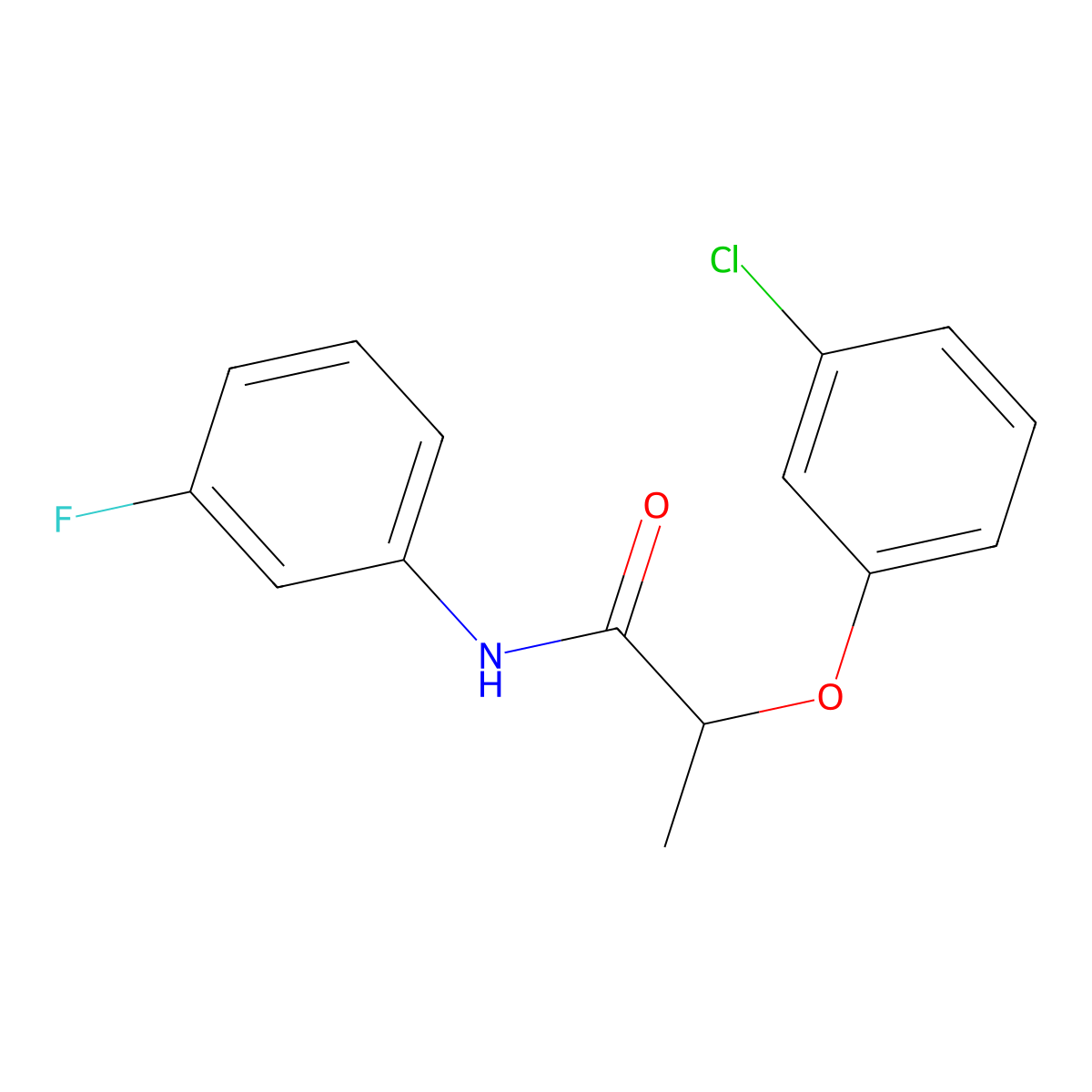 2-(3-chlorophenoxy)-N-(3-fluorophenyl)propanamide molecular structure, CAS 560073-36-1