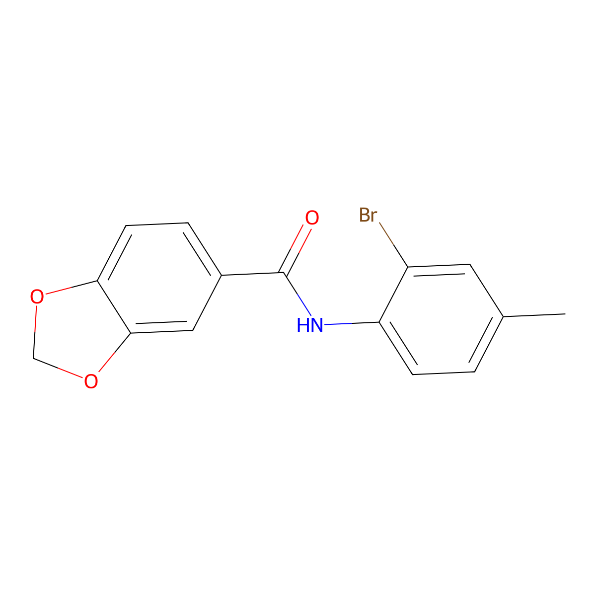N-(2-bromo-4-methylphenyl)-1,3-benzodioxole-5-carboxamide molecular structure, CAS 560073-41-8