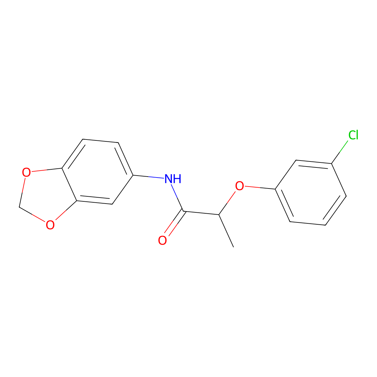 N-(1,3-benzodioxol-5-yl)-2-(3-chlorophenoxy)propanamide molecular structure, CAS 560073-68-9