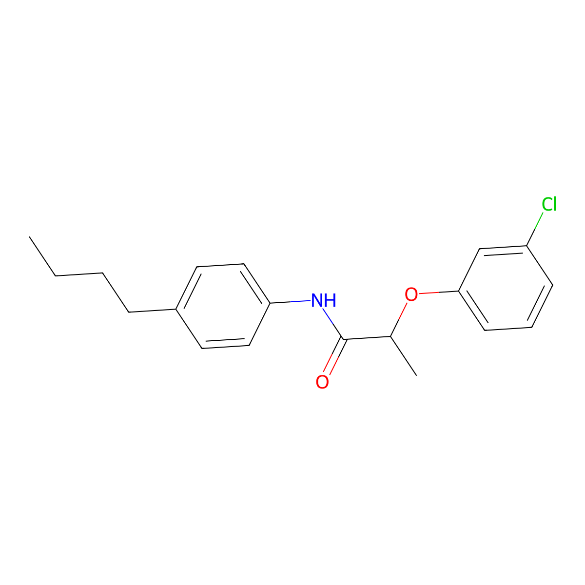 N-(4-butylphenyl)-2-(3-chlorophenoxy)propanamide molecular structure, CAS 560078-08-2