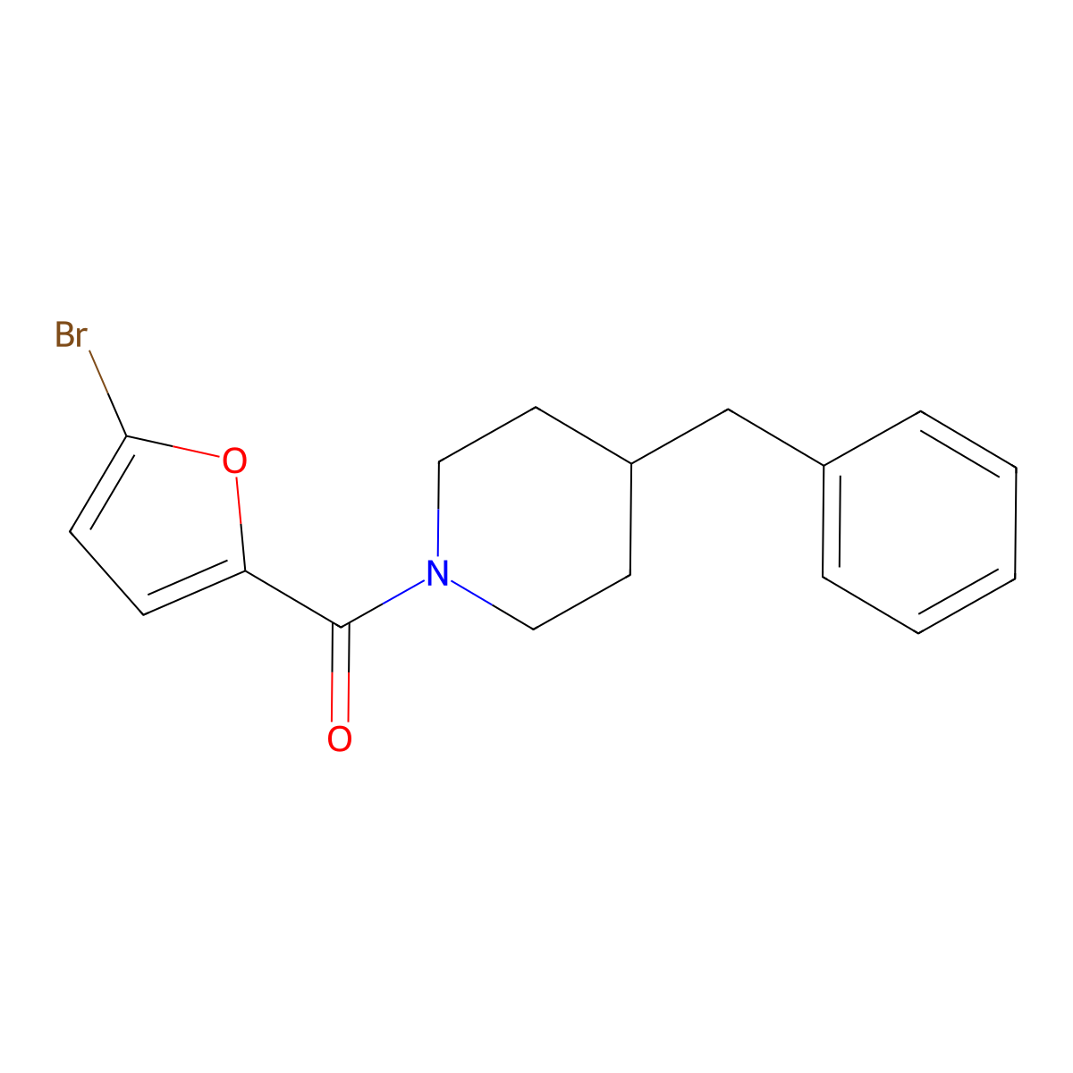 (4-Benzylpiperidin-1-yl)-(5-bromofuran-2-yl)methanone molecular structure, CAS 560080-15-1