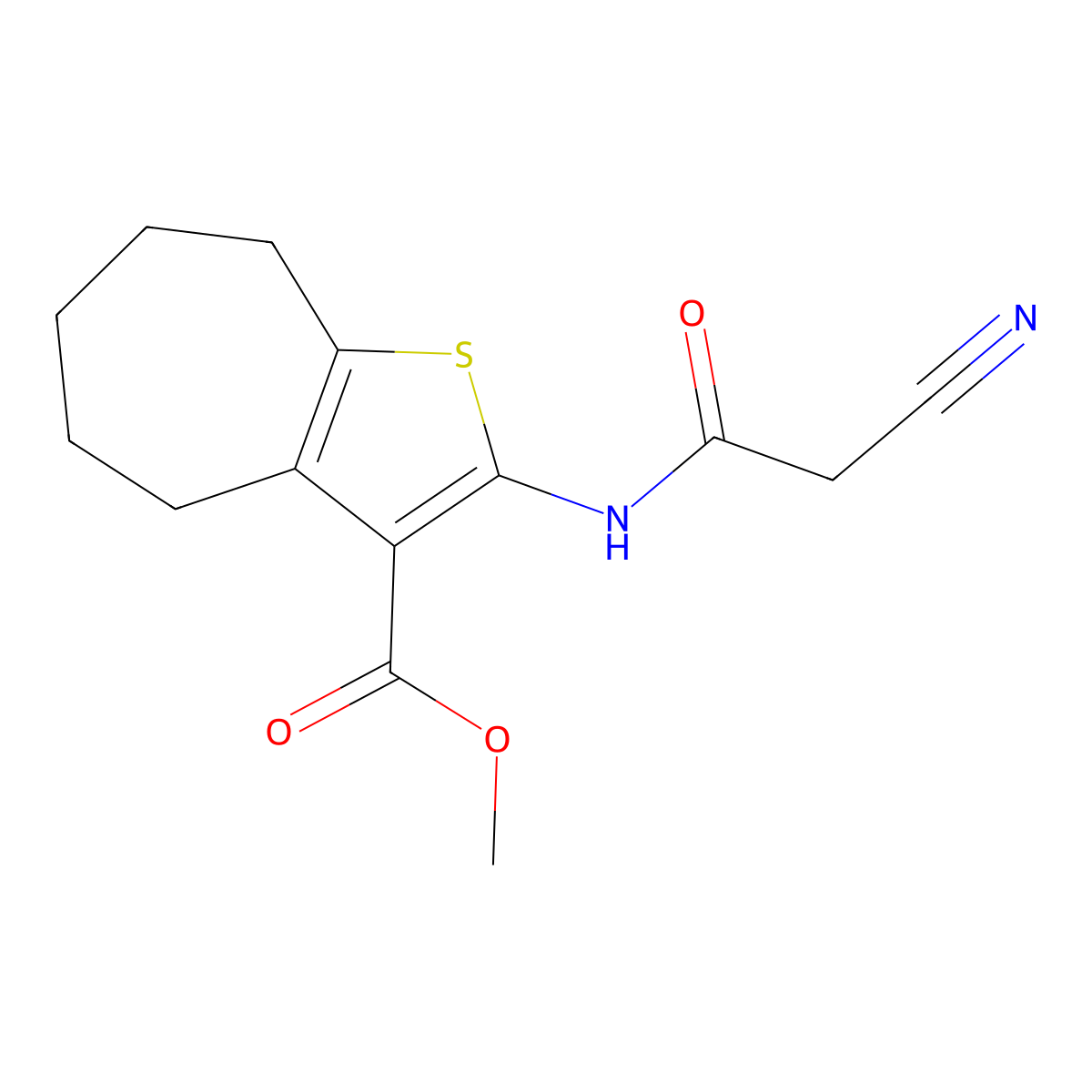 methyl 2-[(cyanoacetyl)amino]-5,6,7,8-tetrahydro-4H-cyclohepta[b]thiophene-3-carboxylate molecular structure, CAS 560080-29-7